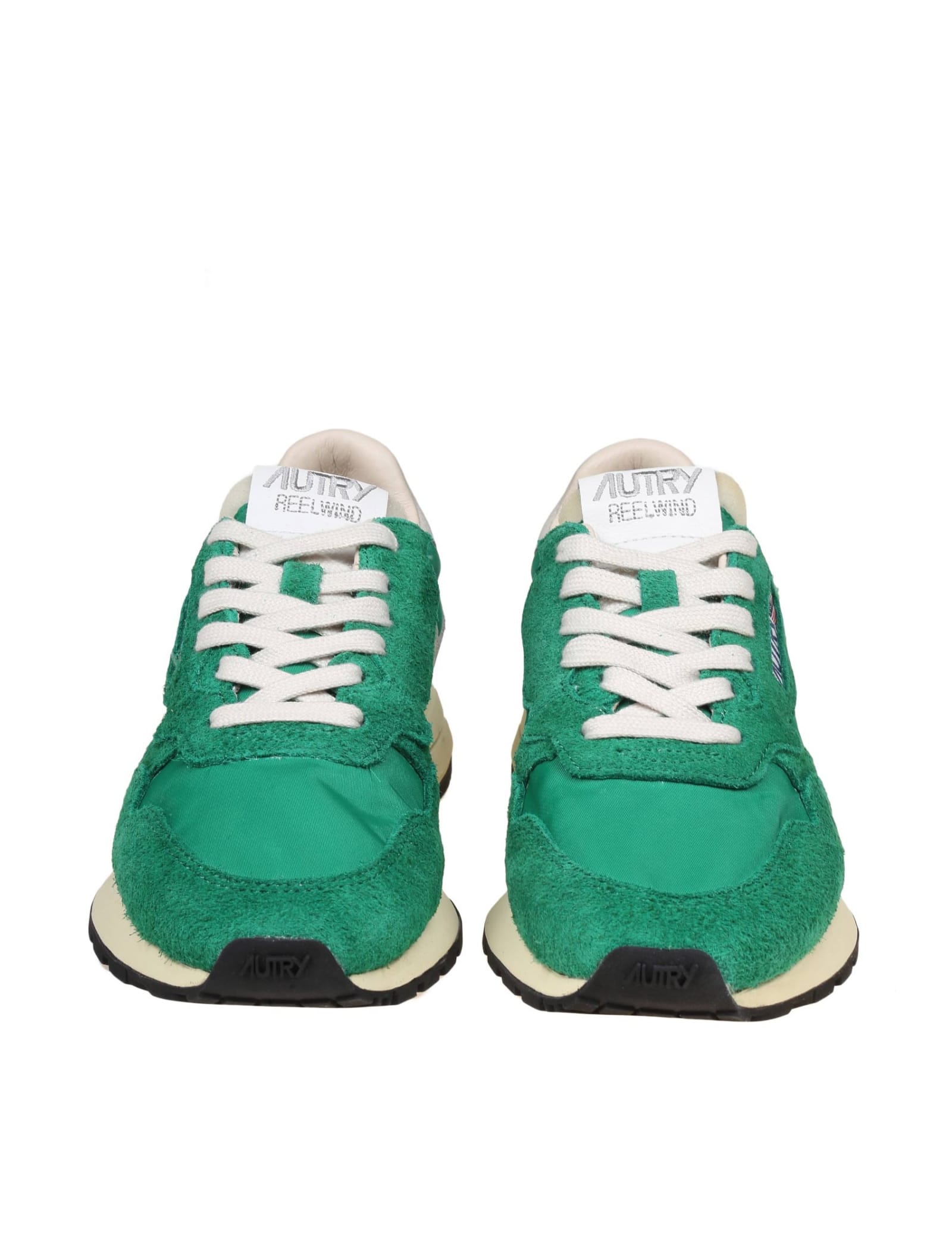 Shop Autry Reelwind Low Sneakers In Suede And Nylon Color Green