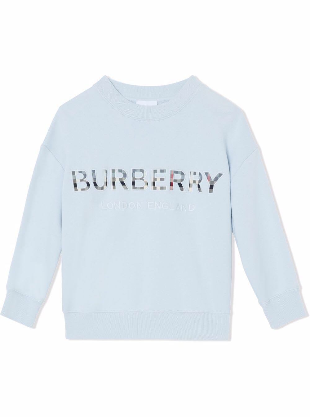Burberry Kids Boys Light Blue Euguene Cotton Sweatshirt With Logo