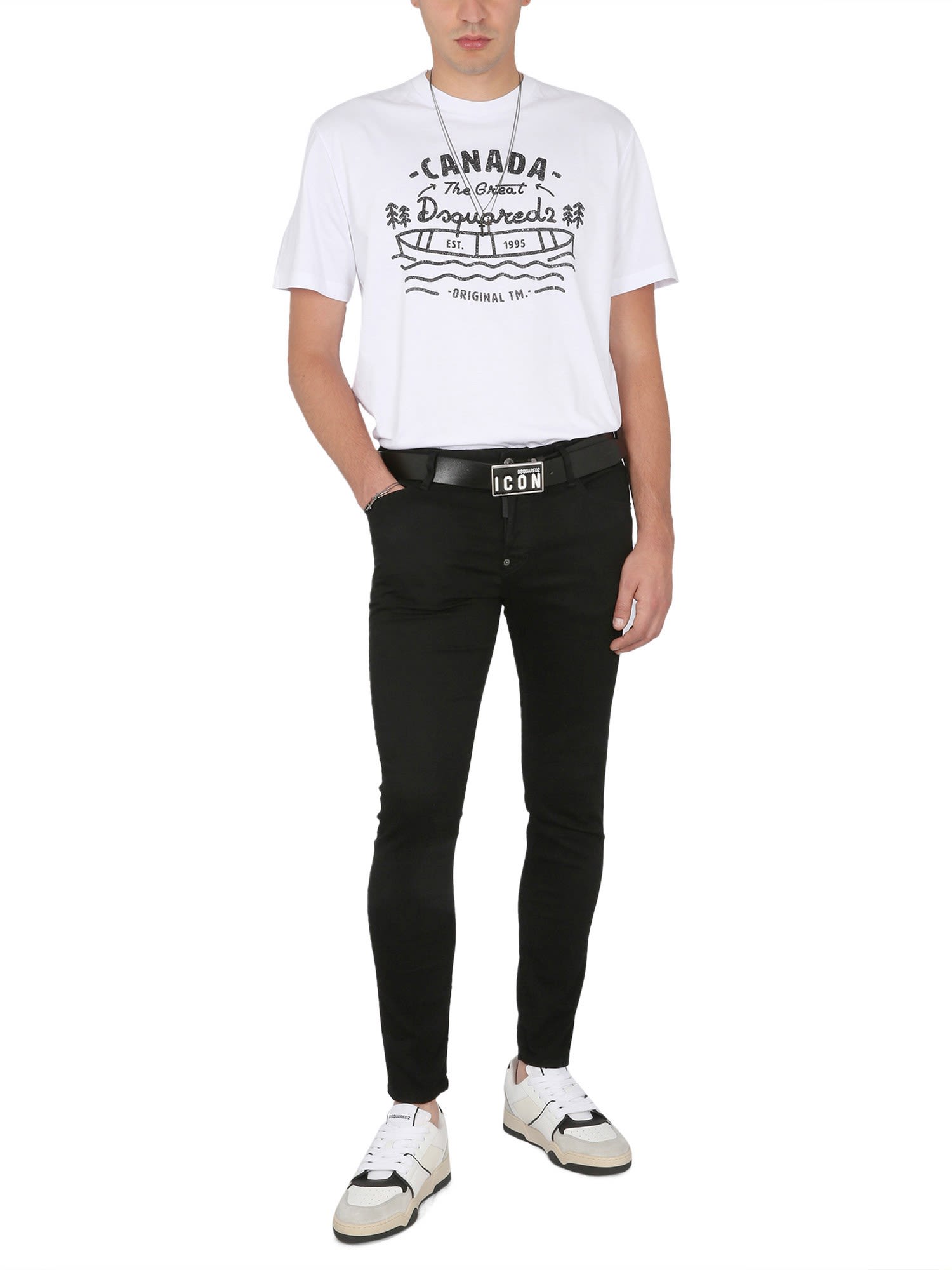Dsquared2 Men's Logo Print T Shirt In Bianco