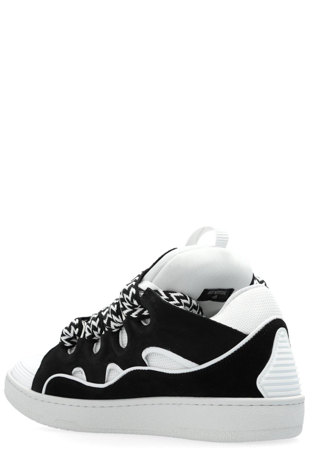 Shop Lanvin Curb Low-top Sneakers In Black White