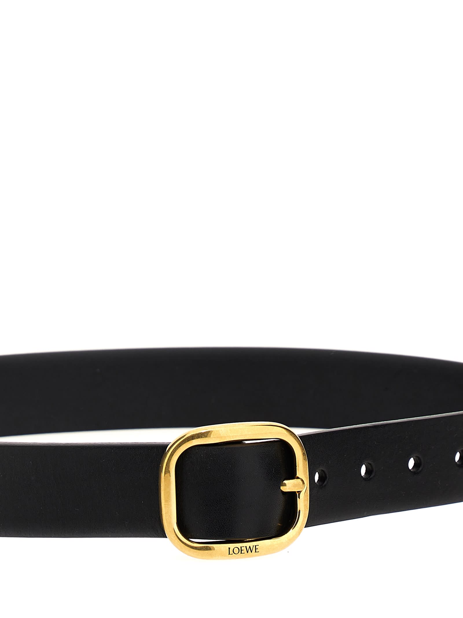 Shop Loewe Logo Rounded Belt In Black