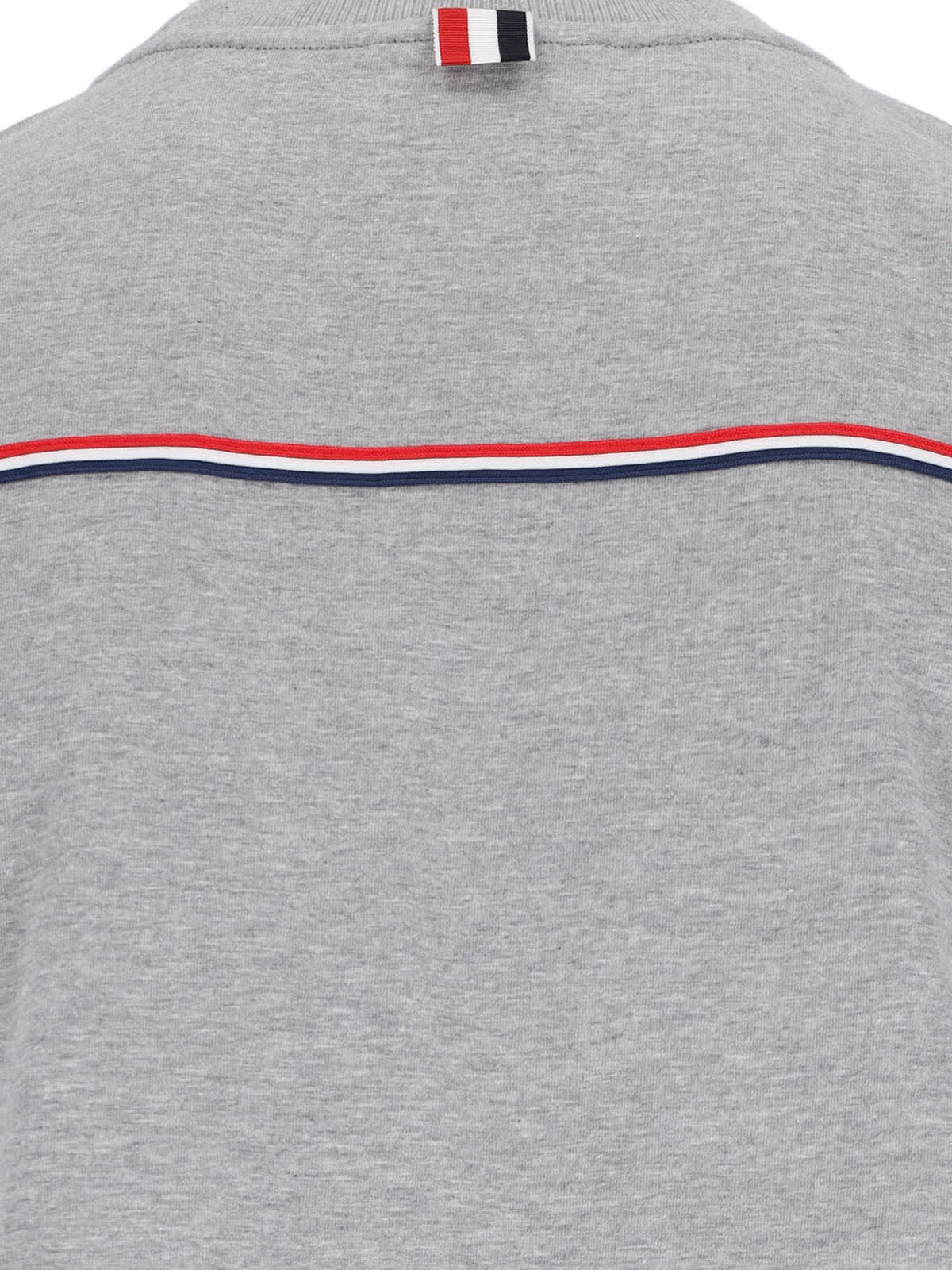 Thom Browne Oversized Long Sleeve Tee W/ Rwb Knit Trim In Gray