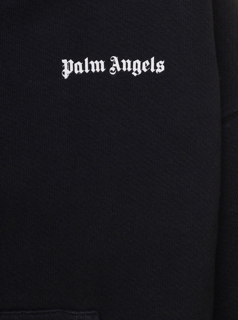 Shop Palm Angels Palm Angel Kids Boys Black Hoodie With Zip And Classic Overlogo