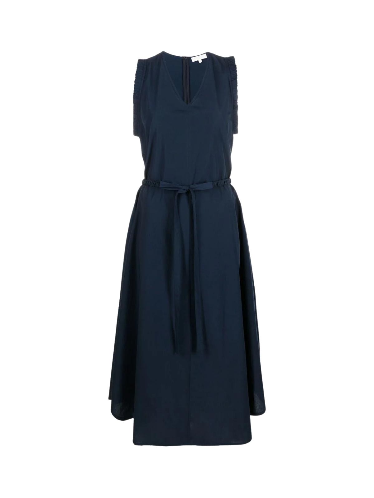 Antonelli V Neck Sleeveless Longuette Dress With Elastic Belt