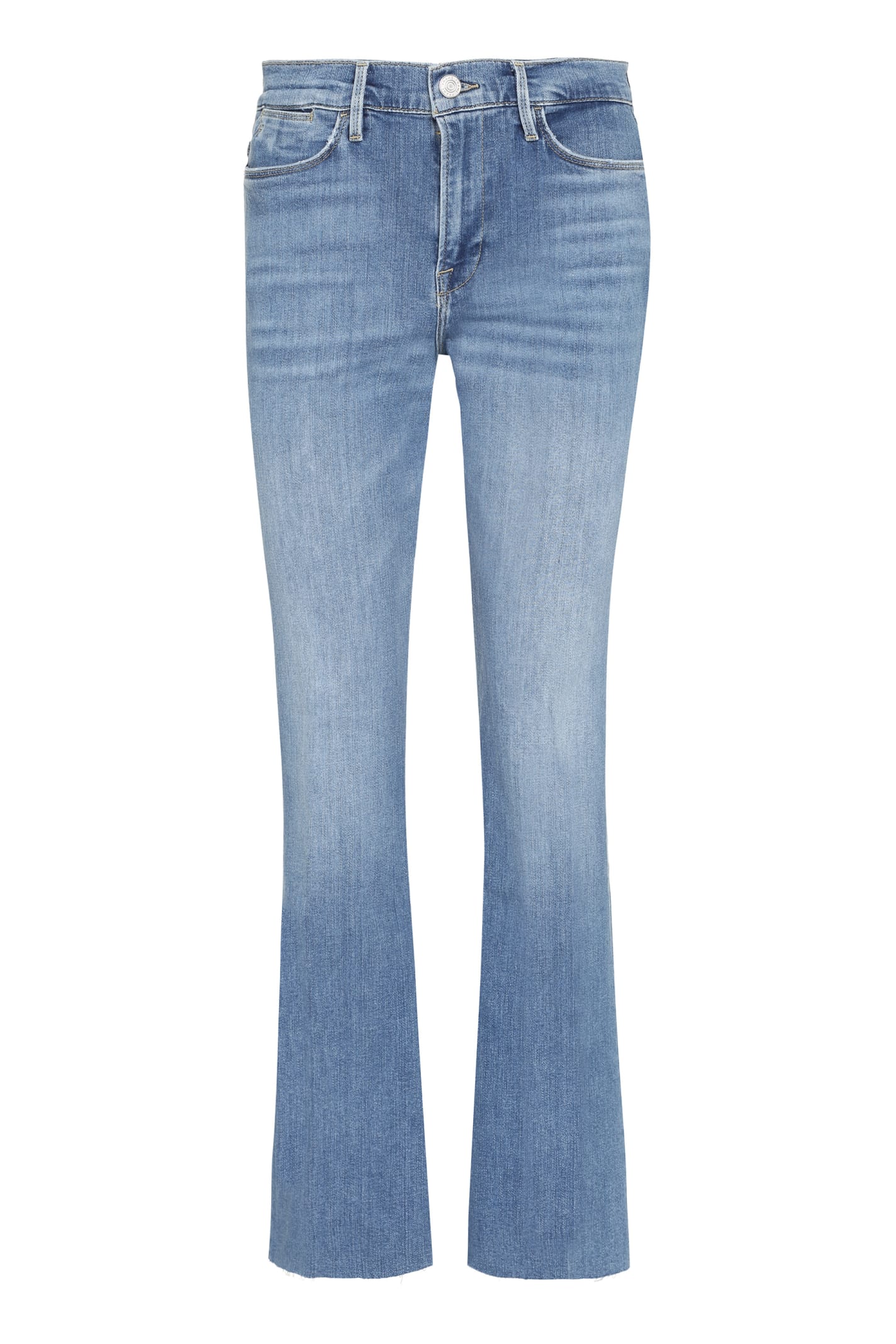 Shop Frame Le Easy Flare 5-pocket Jeans In Denim