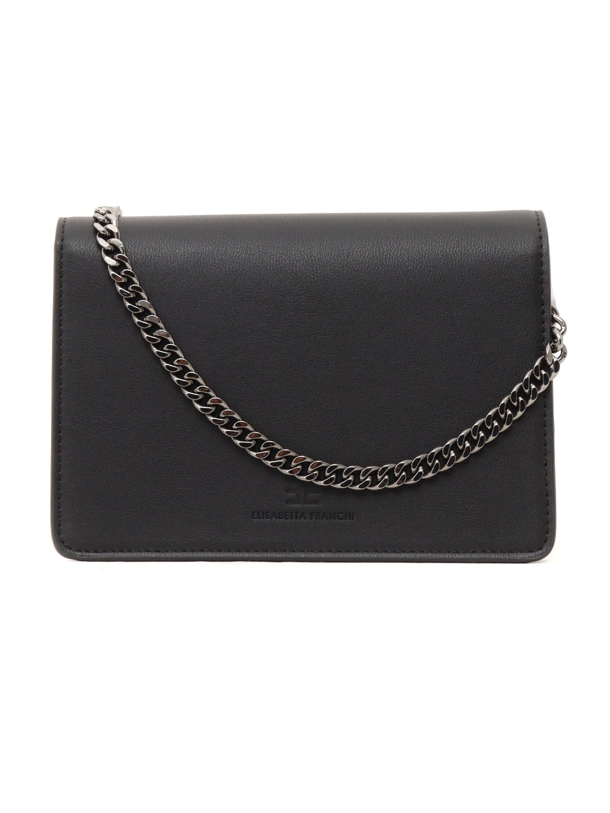 Shop Elisabetta Franchi Logo Plaque Turn-lock Shoulder Bag In Black