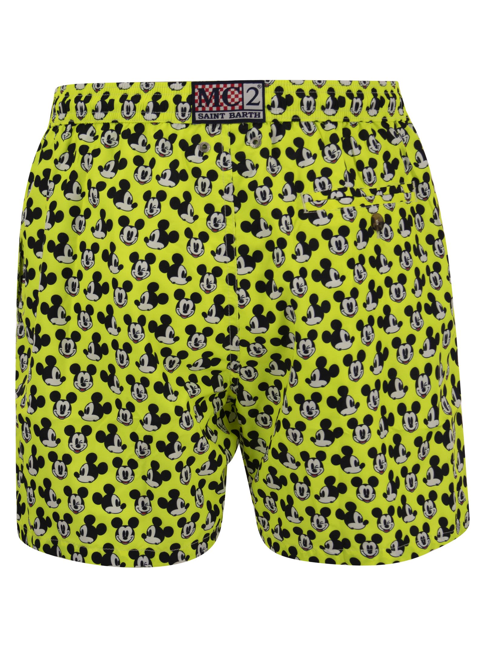 Shop Mc2 Saint Barth Lightweight Fabric Swim Boxer Shorts With Print In Lime Green