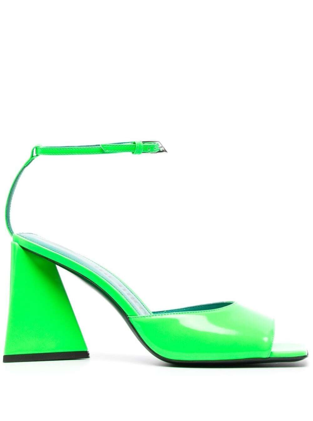 The Attico piper Neon Green Sandals With Pyramid Heel In Eco Patent Leather Woman The Attico