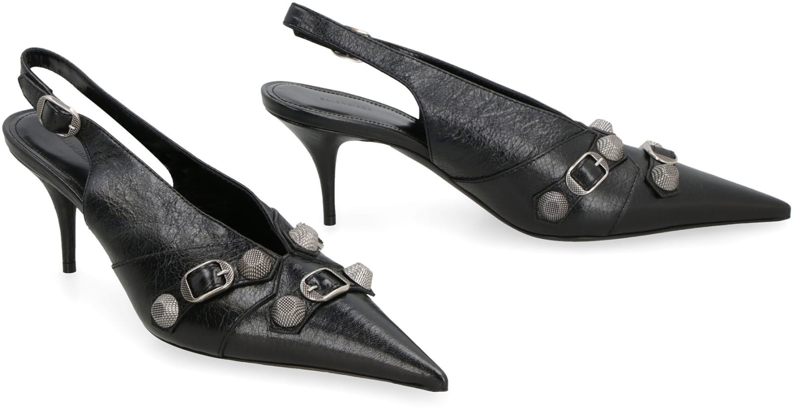 Shop Balenciaga Cagole Leather Slingback Pumps In Black