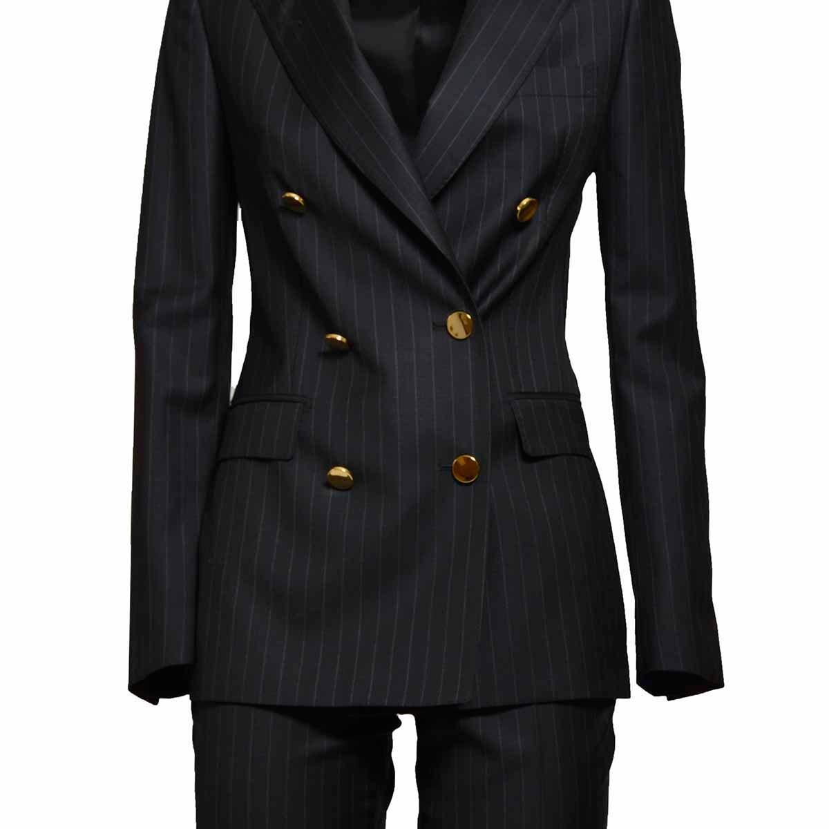 Shop Tagliatore Double-breasted Two-piece Suit Set In Nero