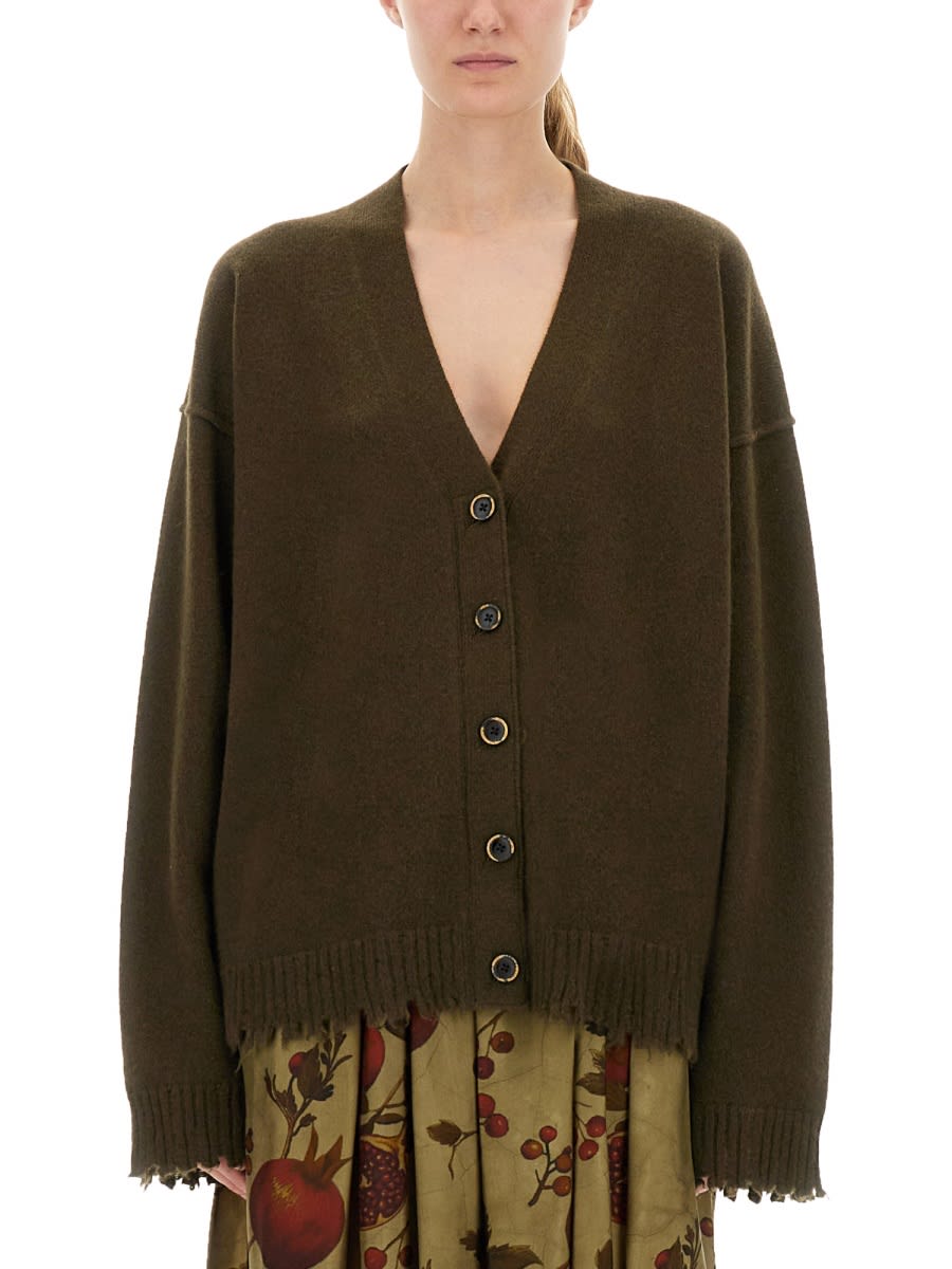 Uma Wang Loose-fitting Cashmere Cardigan With Front Buttons In Green