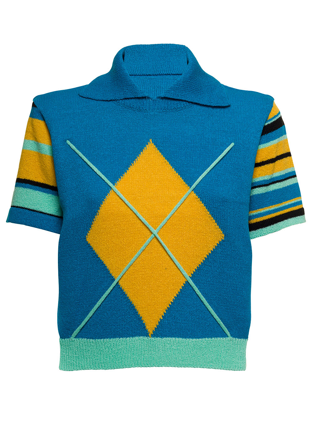 Andersson Bell Womans Argykes Multicolor Polo Shirt With Geometric Print