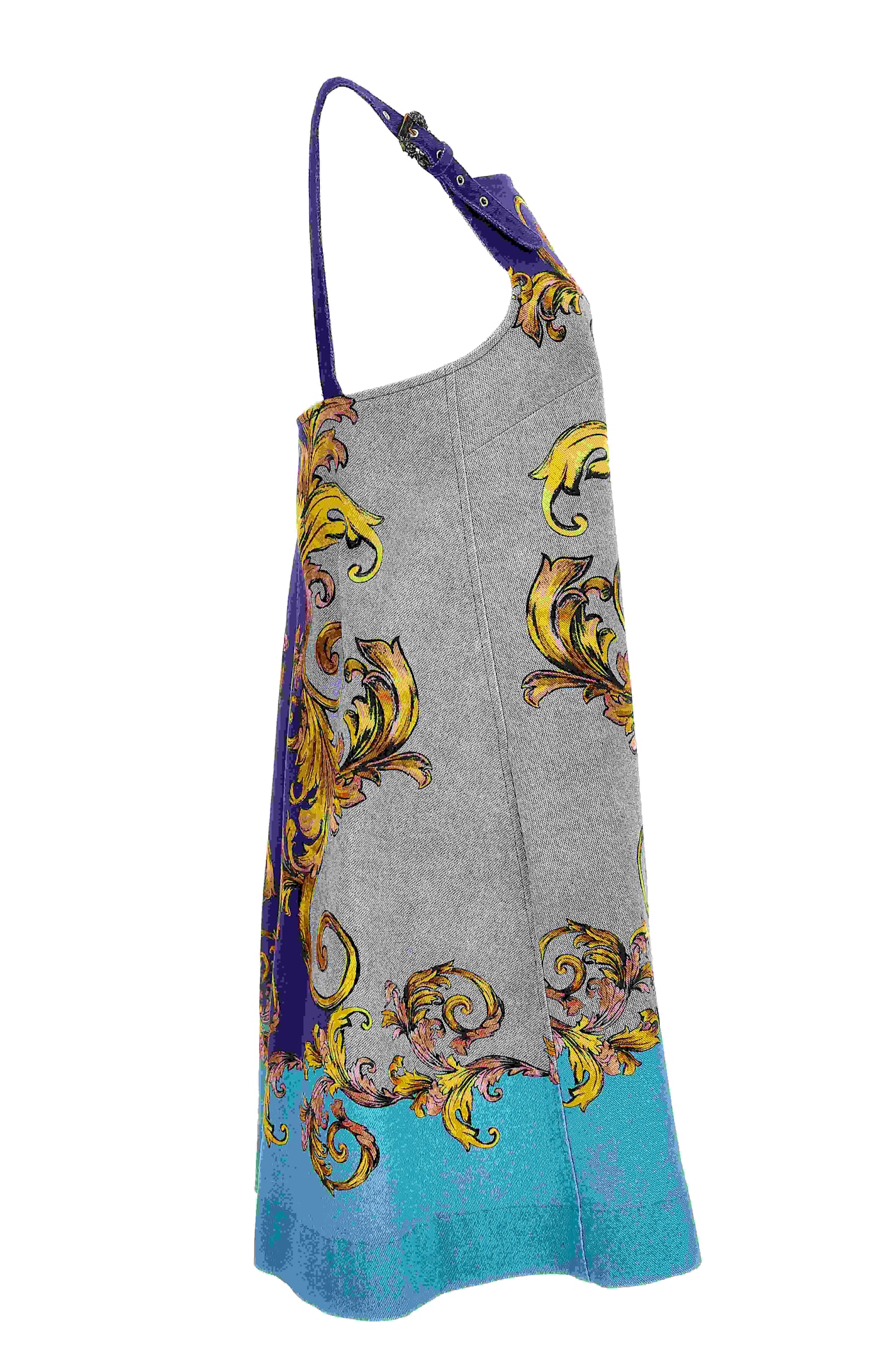 Versace Jeans Couture Baroque Print Dress In Purple