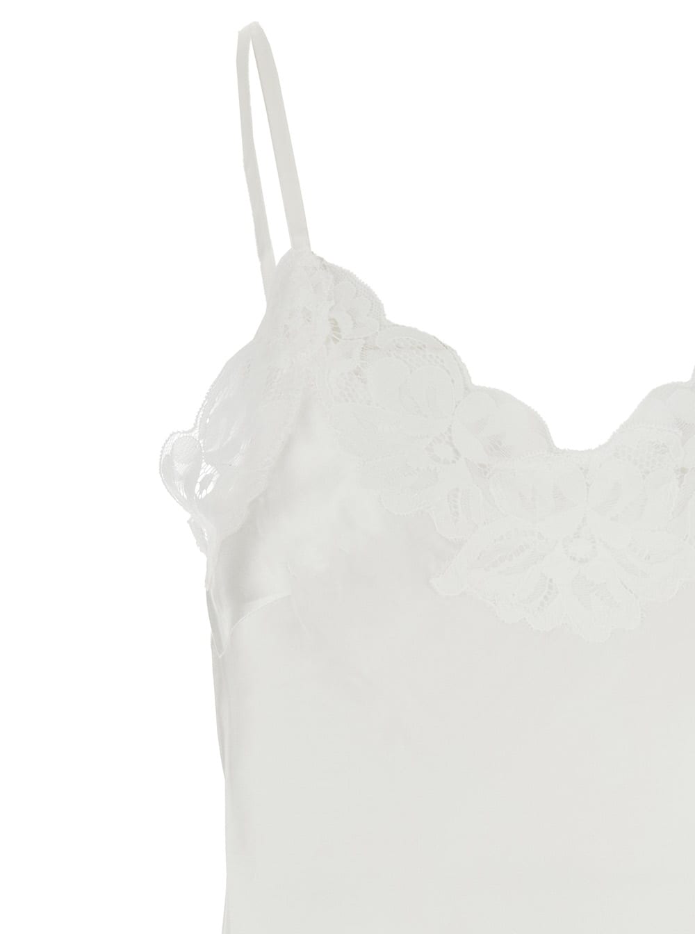 Gold Hawk White Sleeveless Top With Adjustable Spaghetti Straps And Floral Emellishment