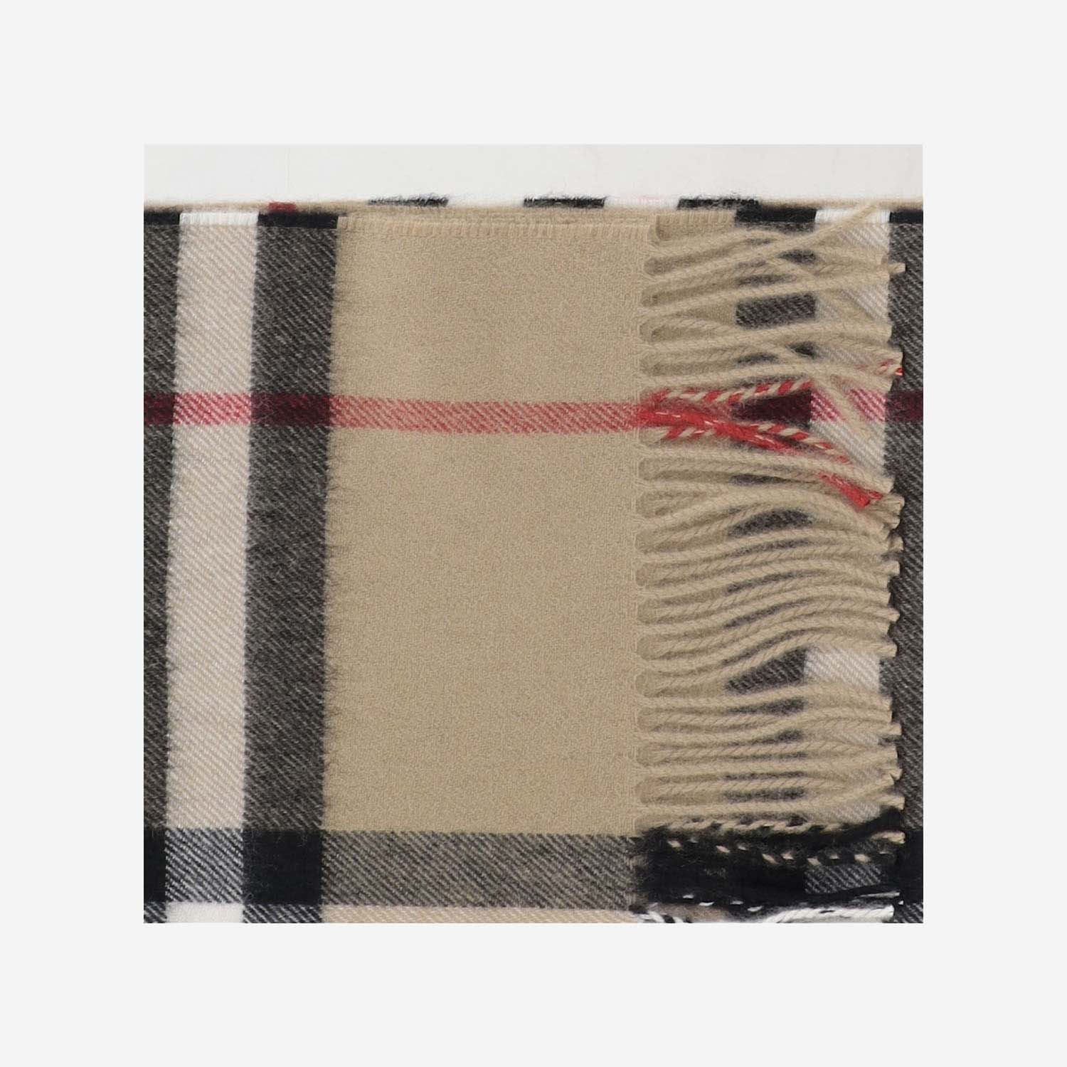 Shop Burberry Cashmere Check Scarf In Beige