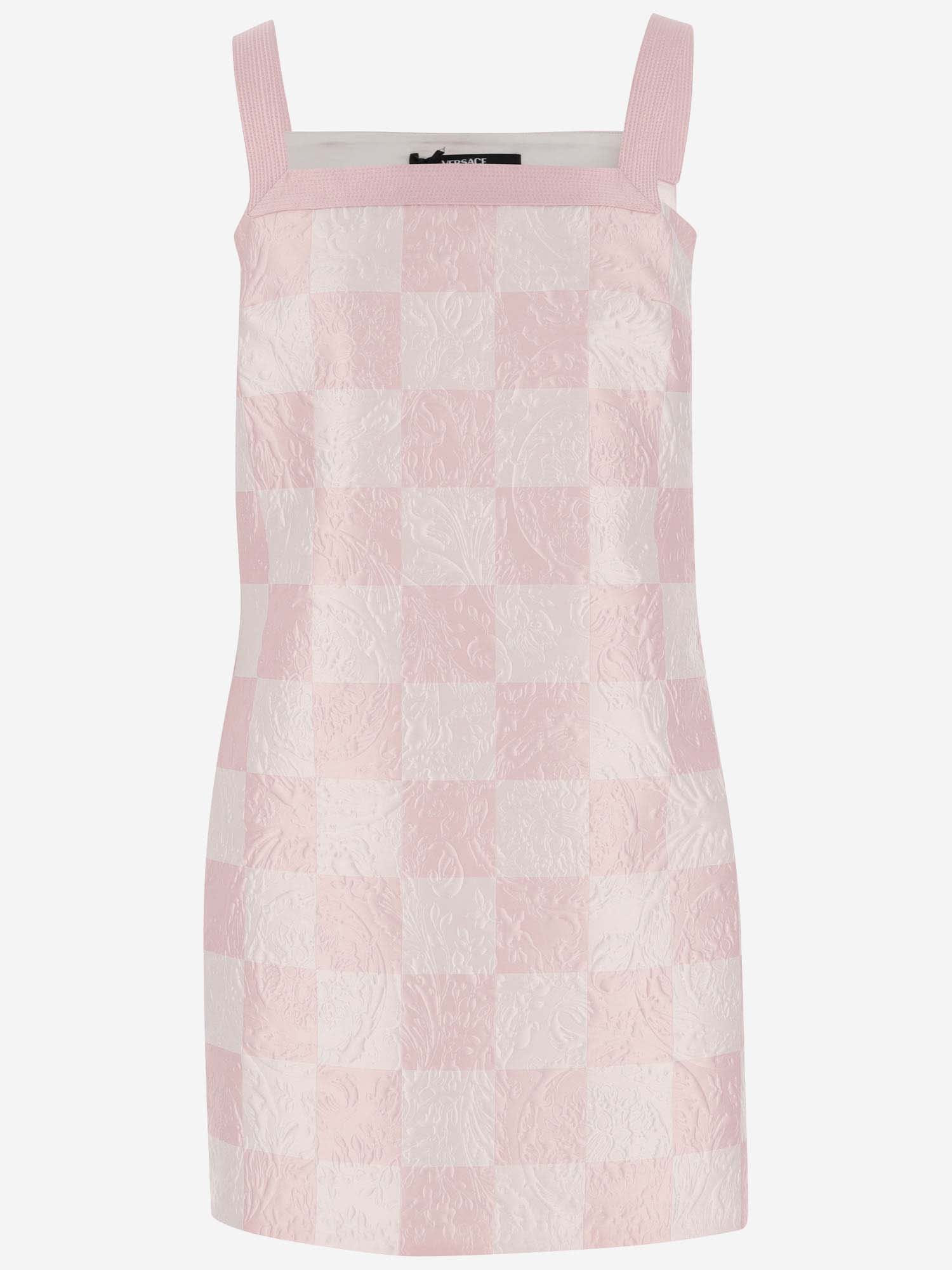Versace Silk Blend Duchesse Mini Dress In Pink