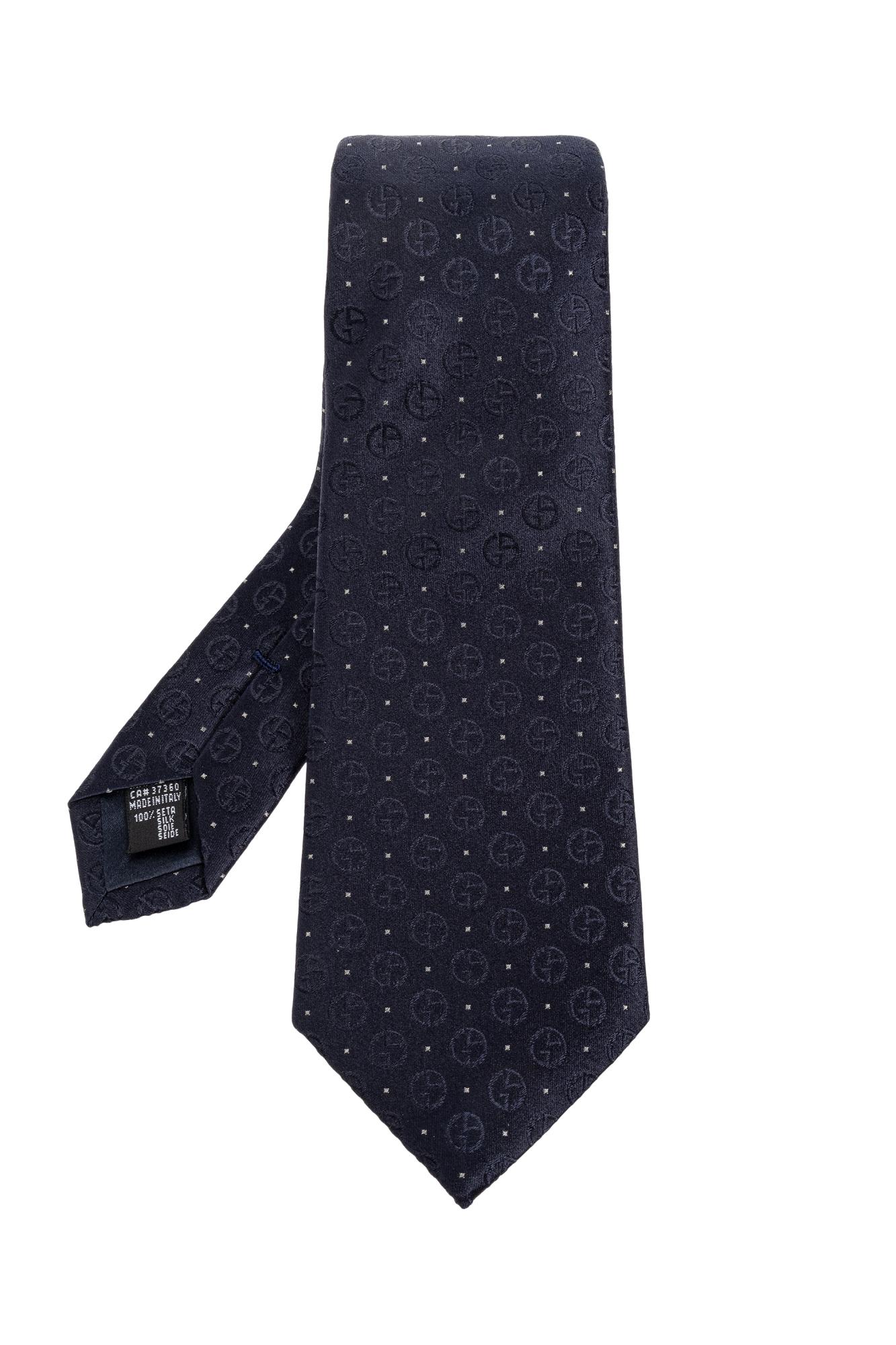 Giorgio Armani Signature Logo Pattern Silk Tie In Black