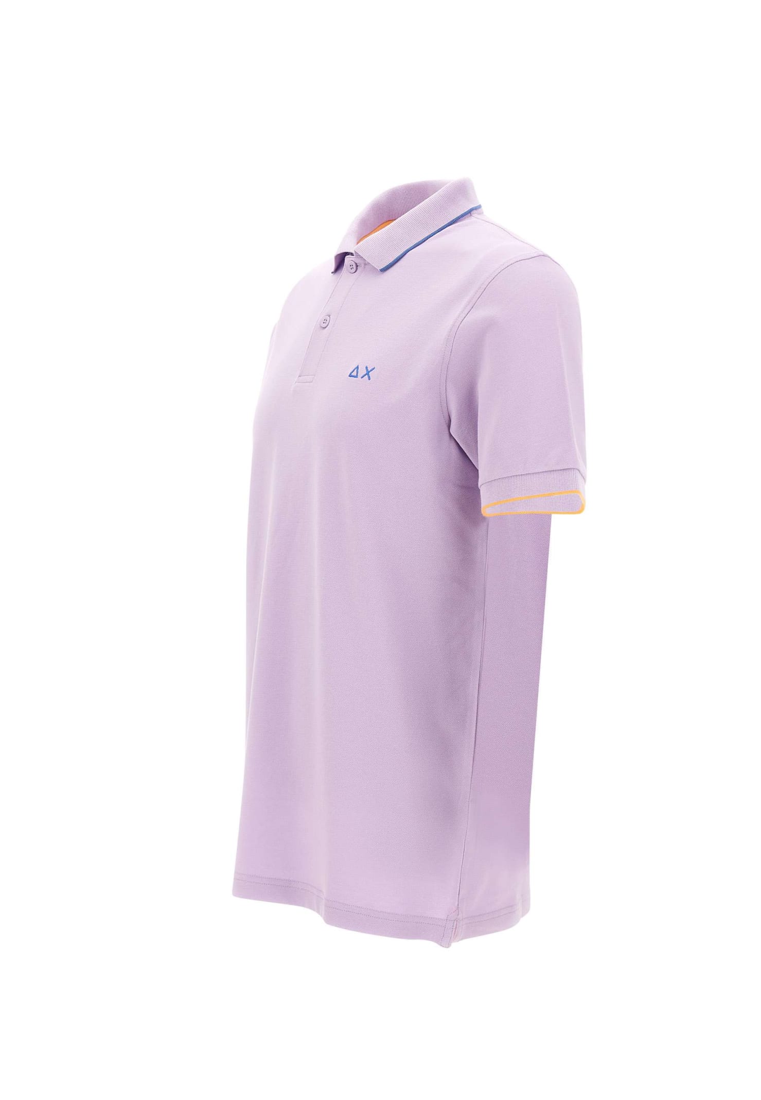 Shop Sun 68 Small Stripe Cotton Polo Shirt  In Fuxia