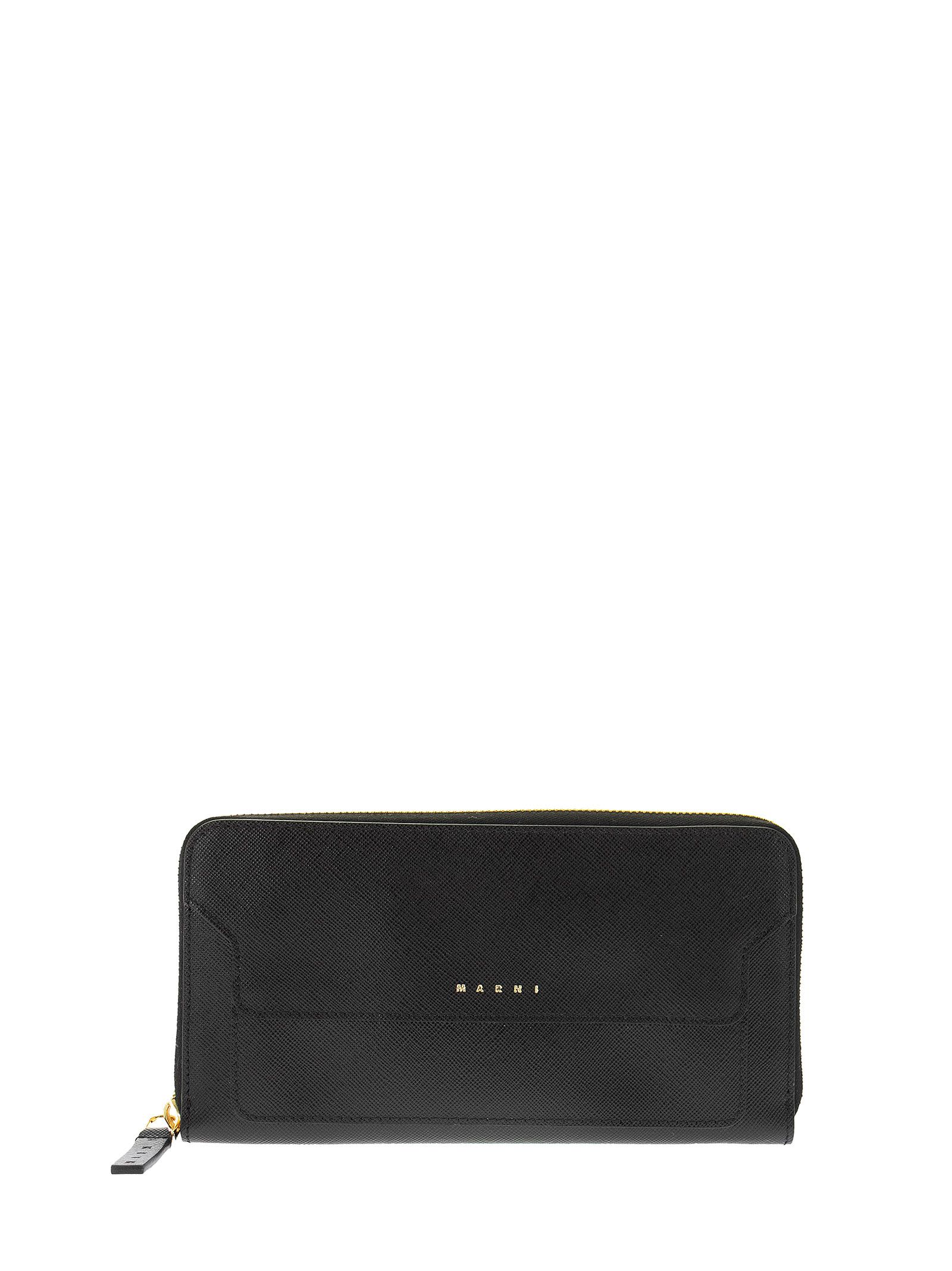 Marni Rectangular Wallet In Mono-coloured Saffiano Leather
