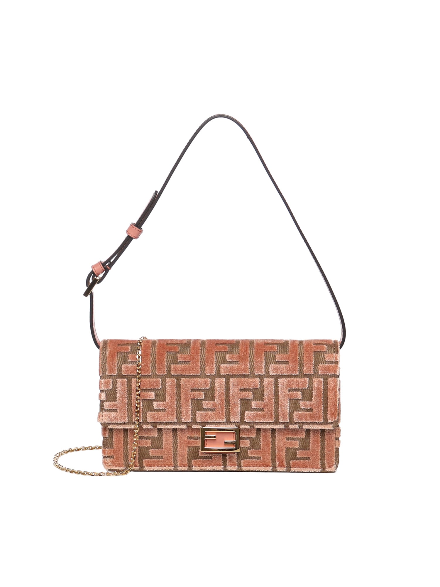 Fendi Ff Jacquard Baguette Wallet In Pink