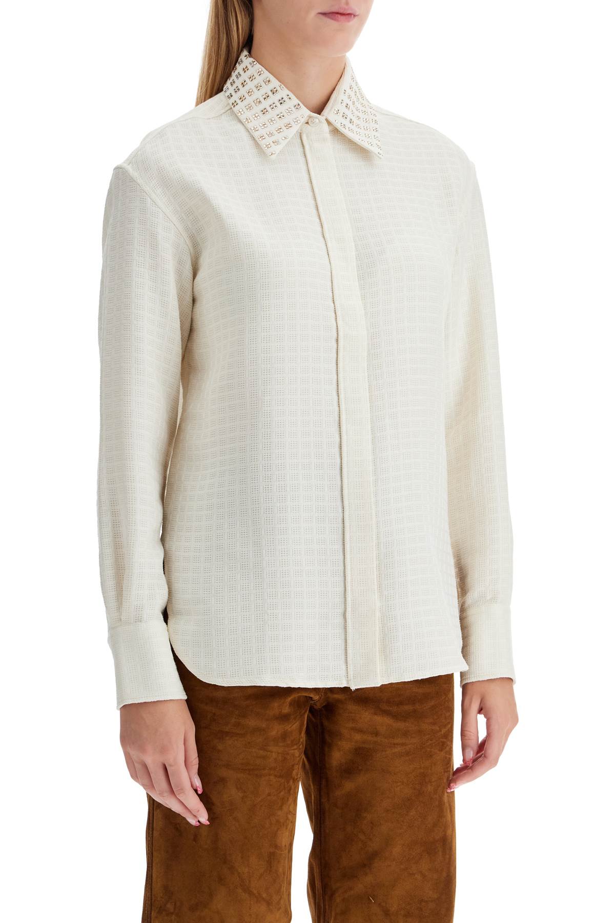 Shop Golden Goose Jacquard Shirt With In Papyrus (white)