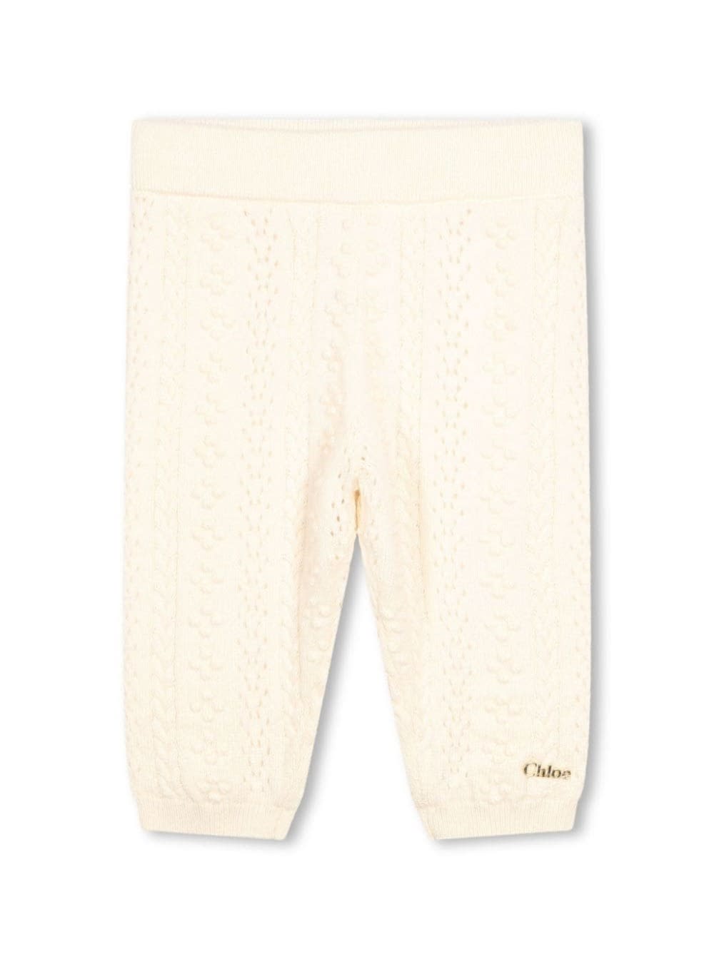 Chloé White Knitted Pants In Cotton And Wool Blend Baby In White