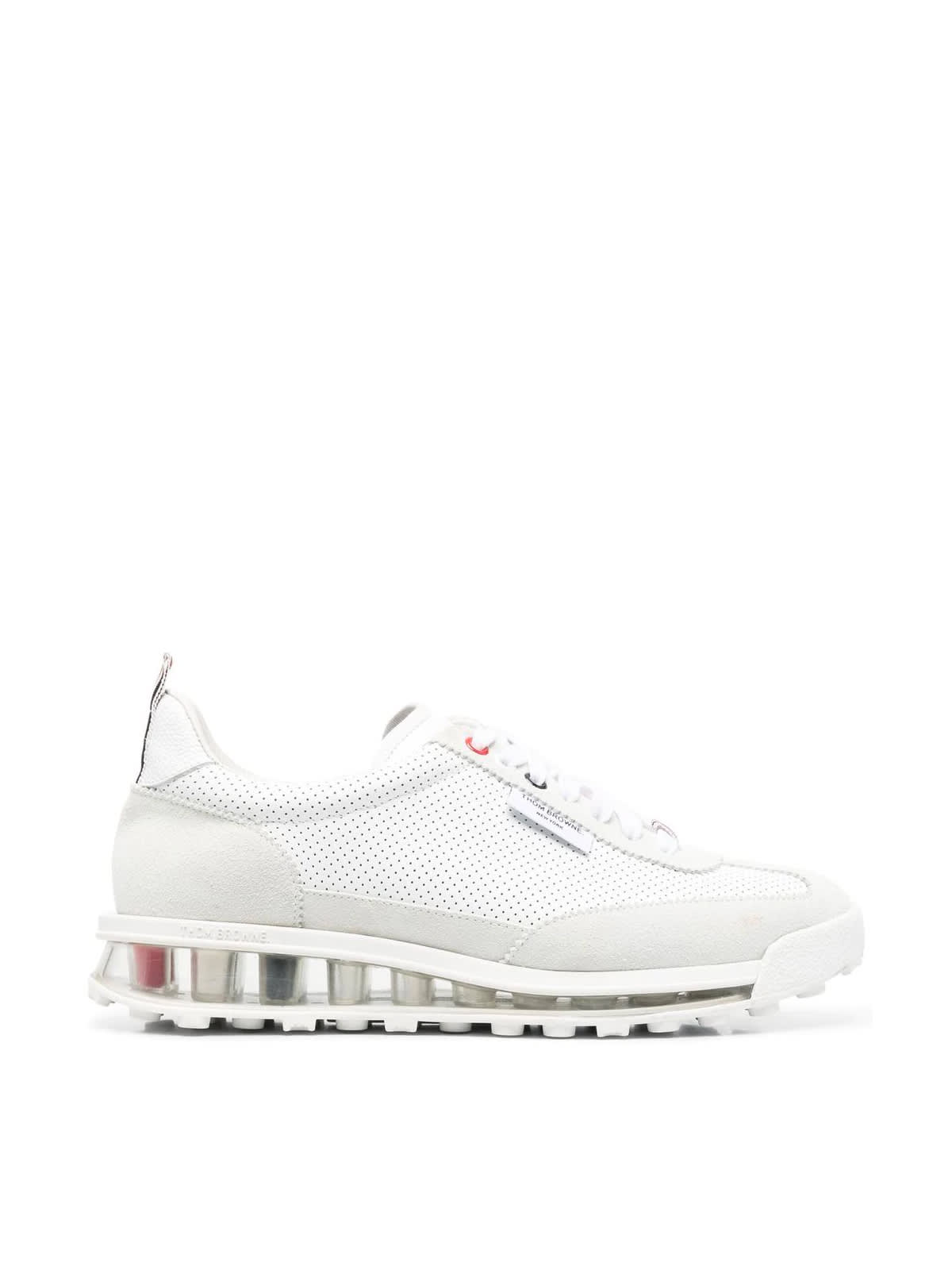 Thom Browne Quilted Nylon Clear Sole Tech Runner In White