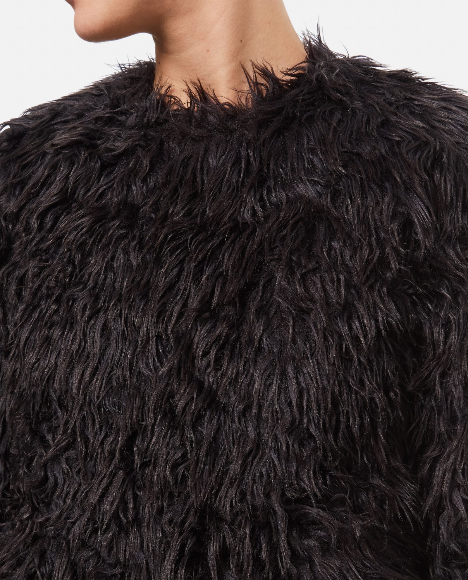 Shop Comme Des Garçons Faux Fur Long Sleeves Top In Black