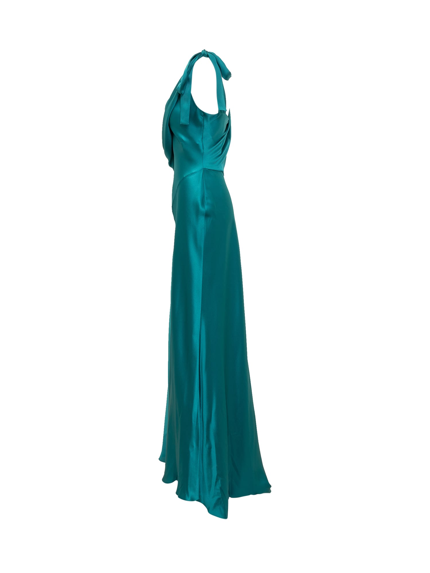 Shop Alberta Ferretti Silk Satin Dress In Verde