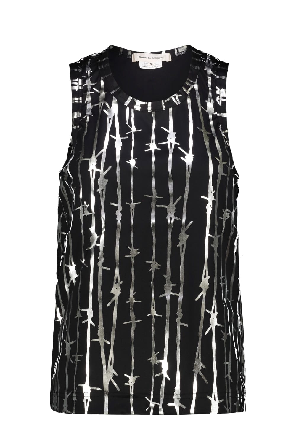 Shop Comme Des Garçons Barbed Wire Print T-shirt In Black/ Silver