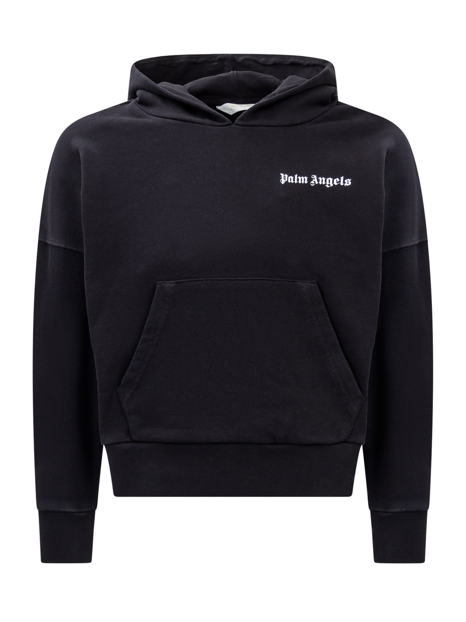 Shop Palm Angels Hoodie With Logo In Black White