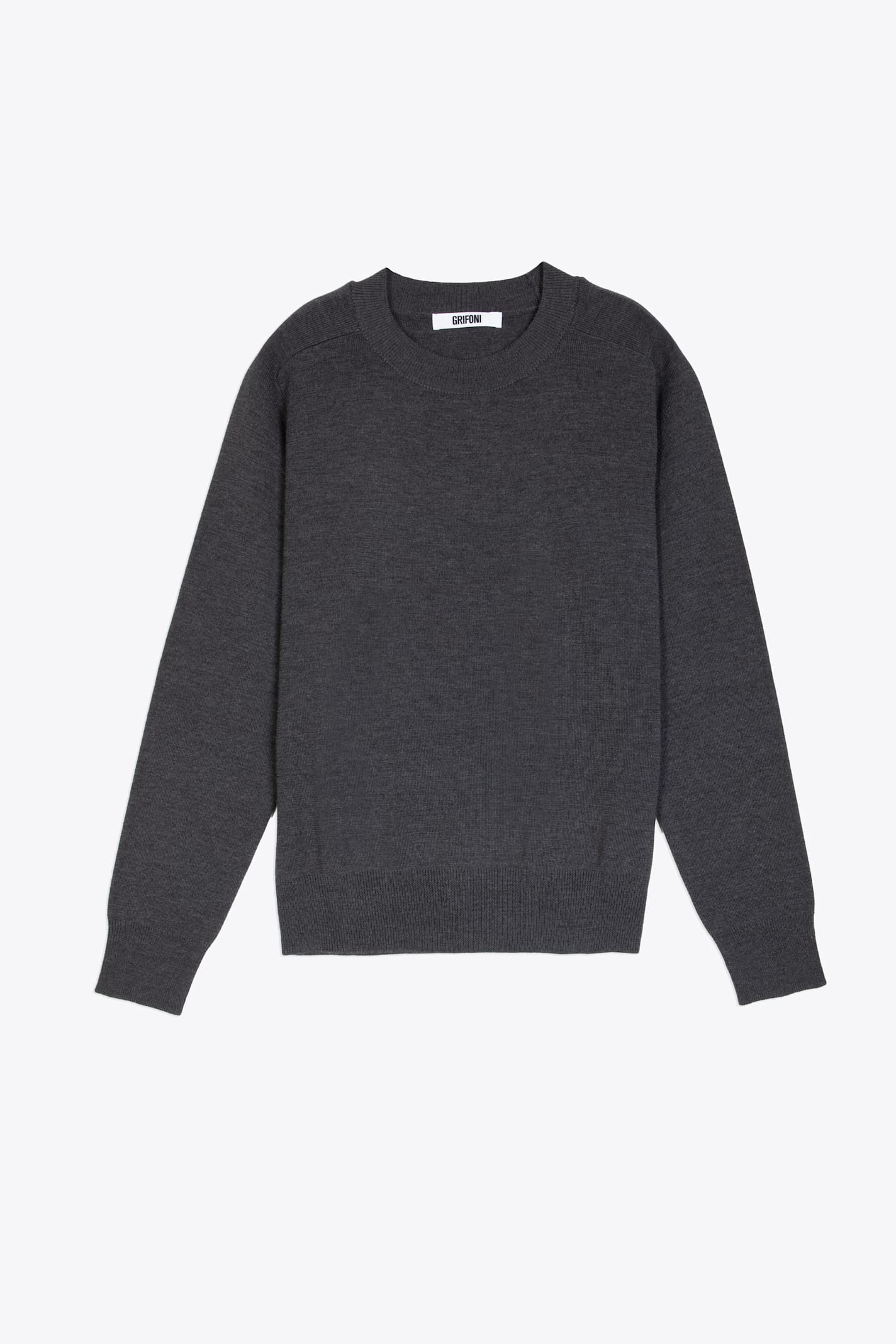 Maglia Girocollo Over Charcoal grey wool crewneck sweater