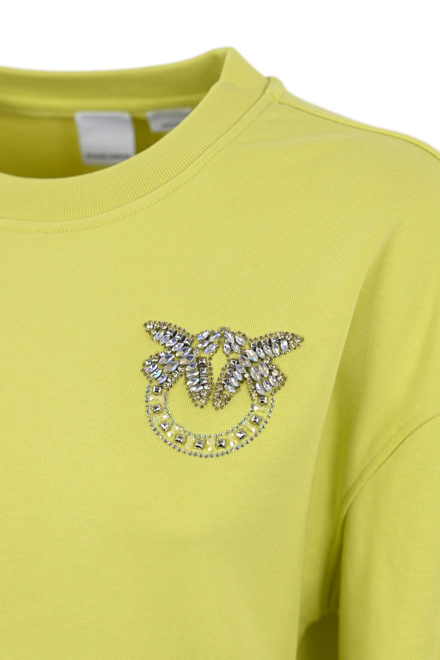 Shop Pinko Ceresole Sweatshirt With Jewel Logo In Yellow