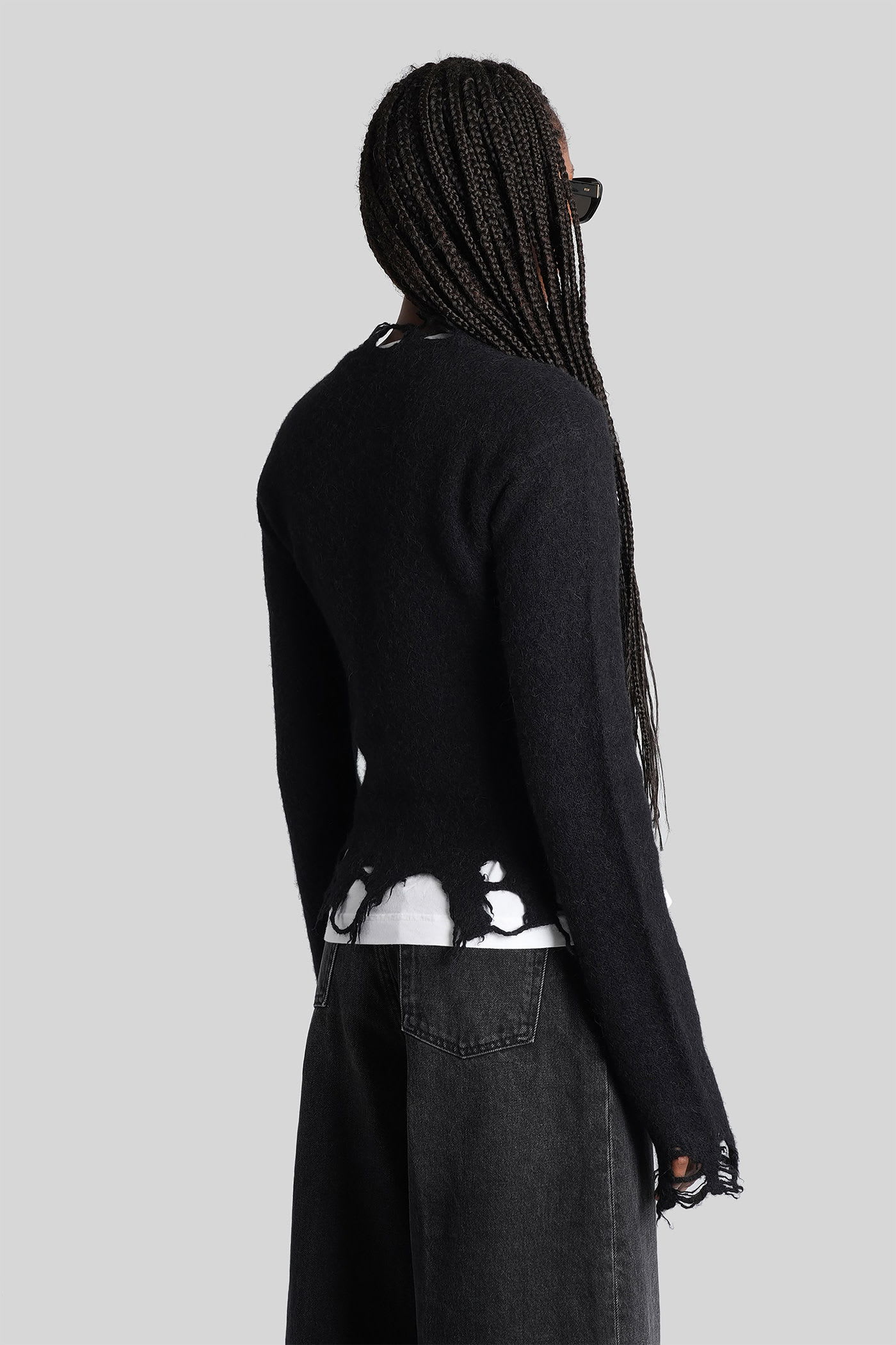 Haikure Jill Sweater With Long Sleeves And Distressed Edges In Black