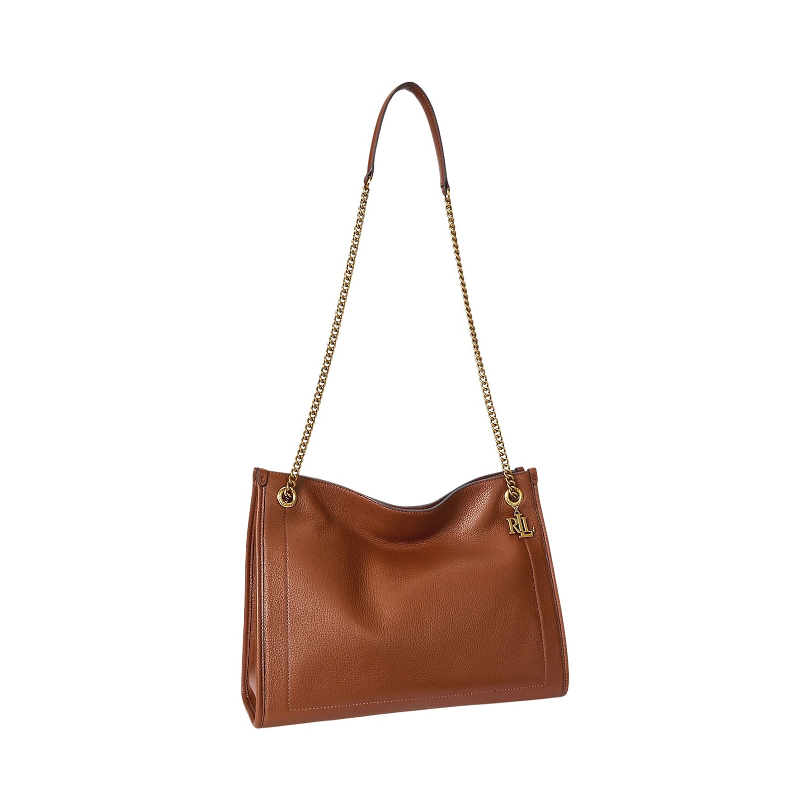 Ralph Lauren Pebbled Leather Large Bradley Tote Bag In Brown