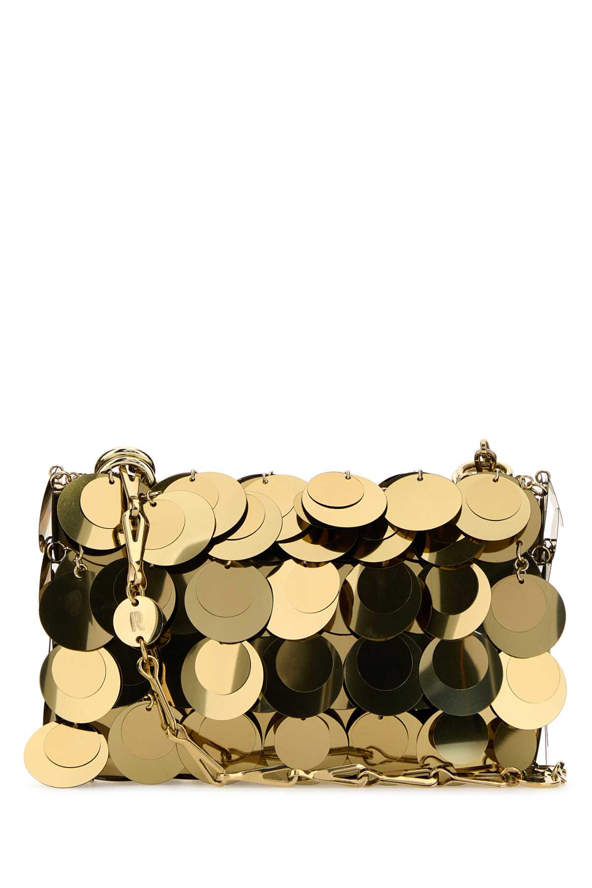 Shop Rabanne Gold Maxi Sequins Nano Shoulder Bag In Lightgold