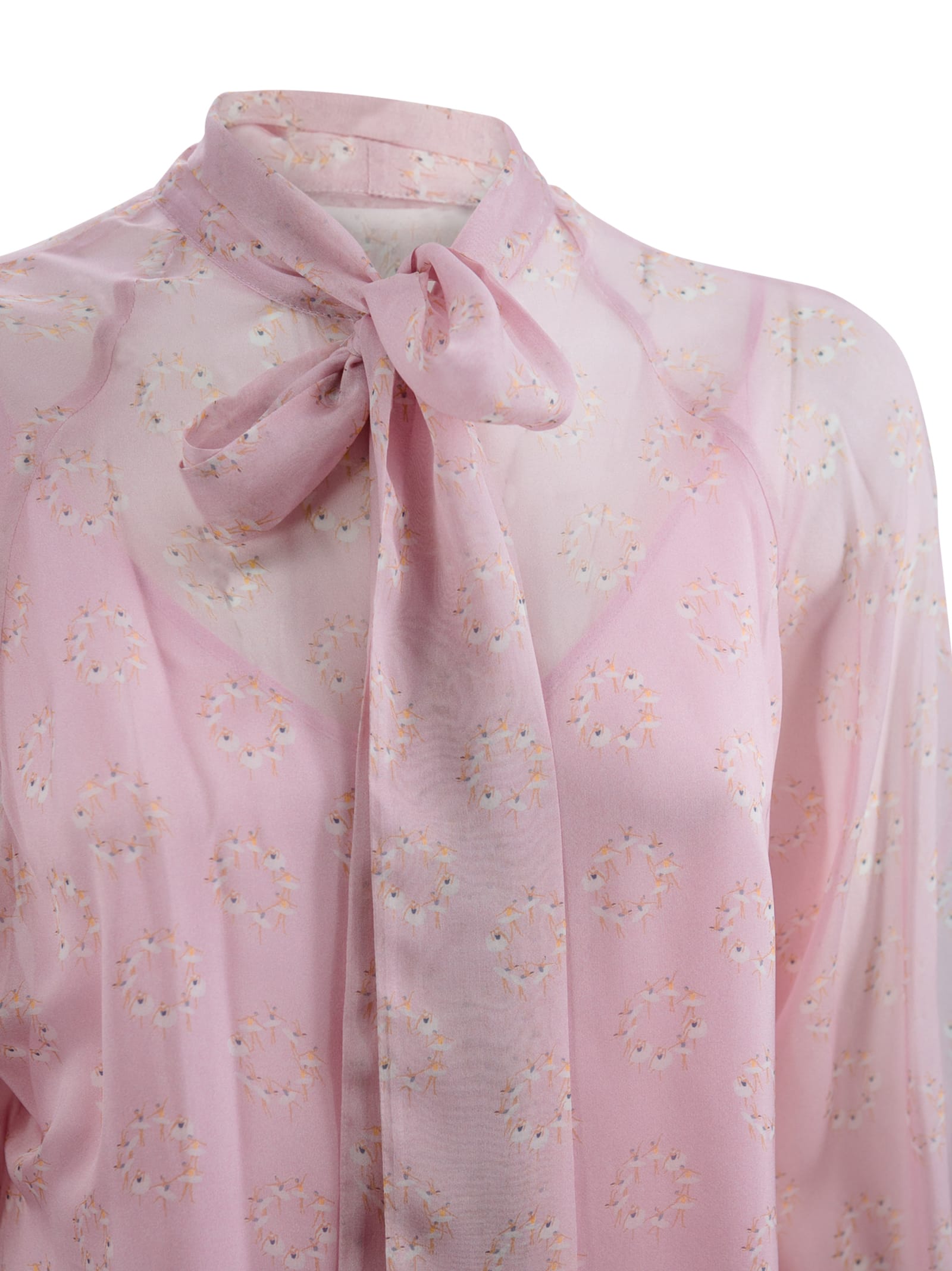 Shop Max Mara Georgette Blouse With Bow In Pink