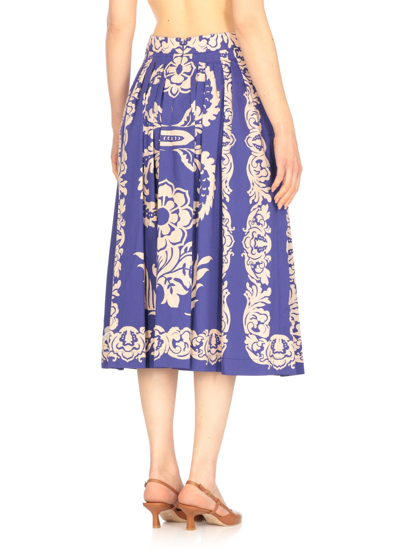 Etro Blue-white Paisley Midi Skirt