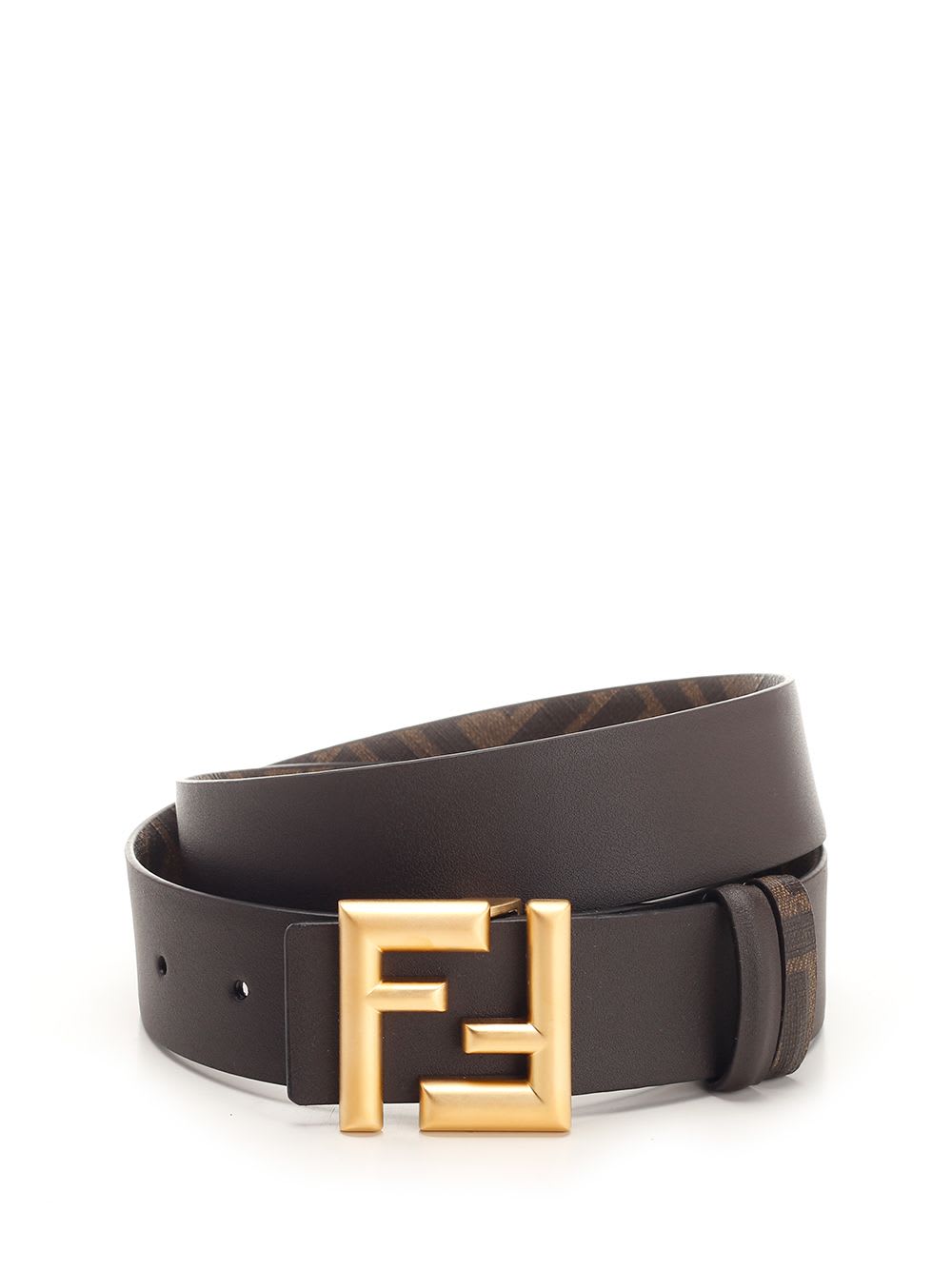 Shop Fendi Ff Reversible Leather Belt In Brown