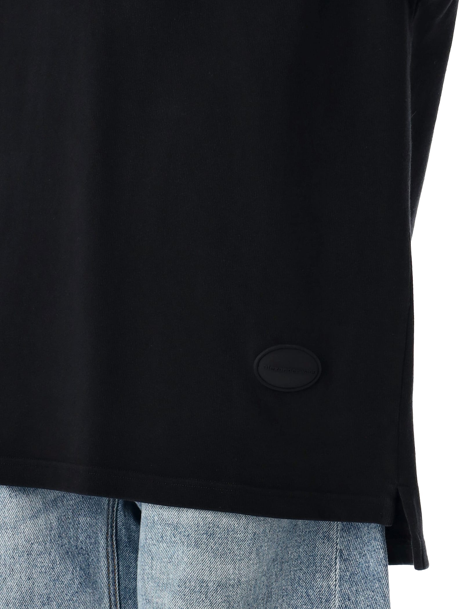 Alexander Wang Black Oversized Polo Tee In Washed Black