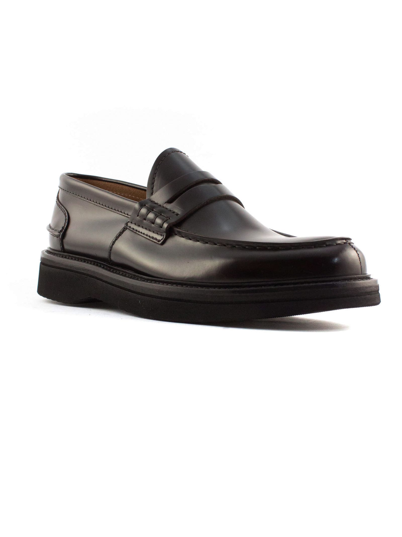 Shop Green George Dark Brown Shiny Leather Loafer