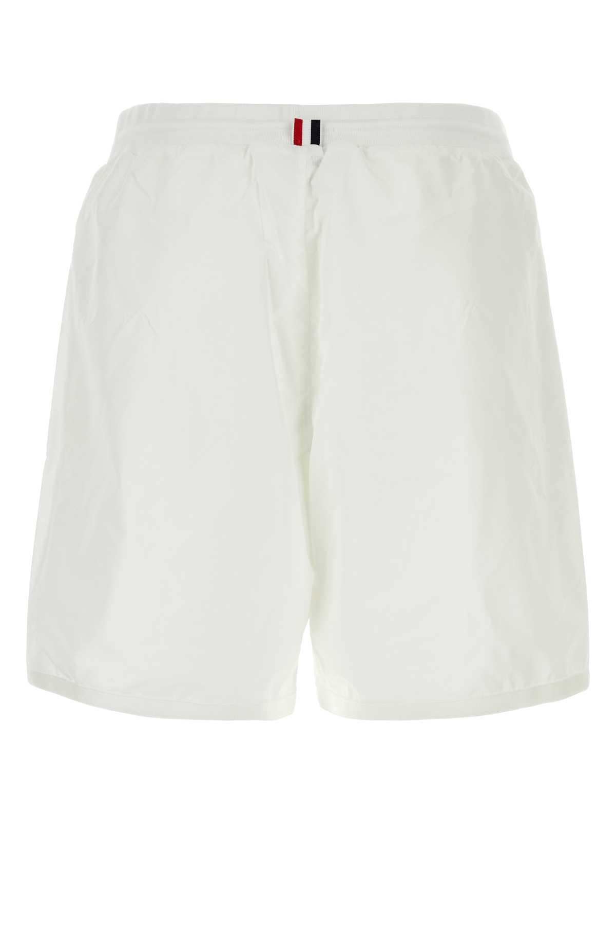 Shop Thom Browne White Polyester Bermuda Shorts