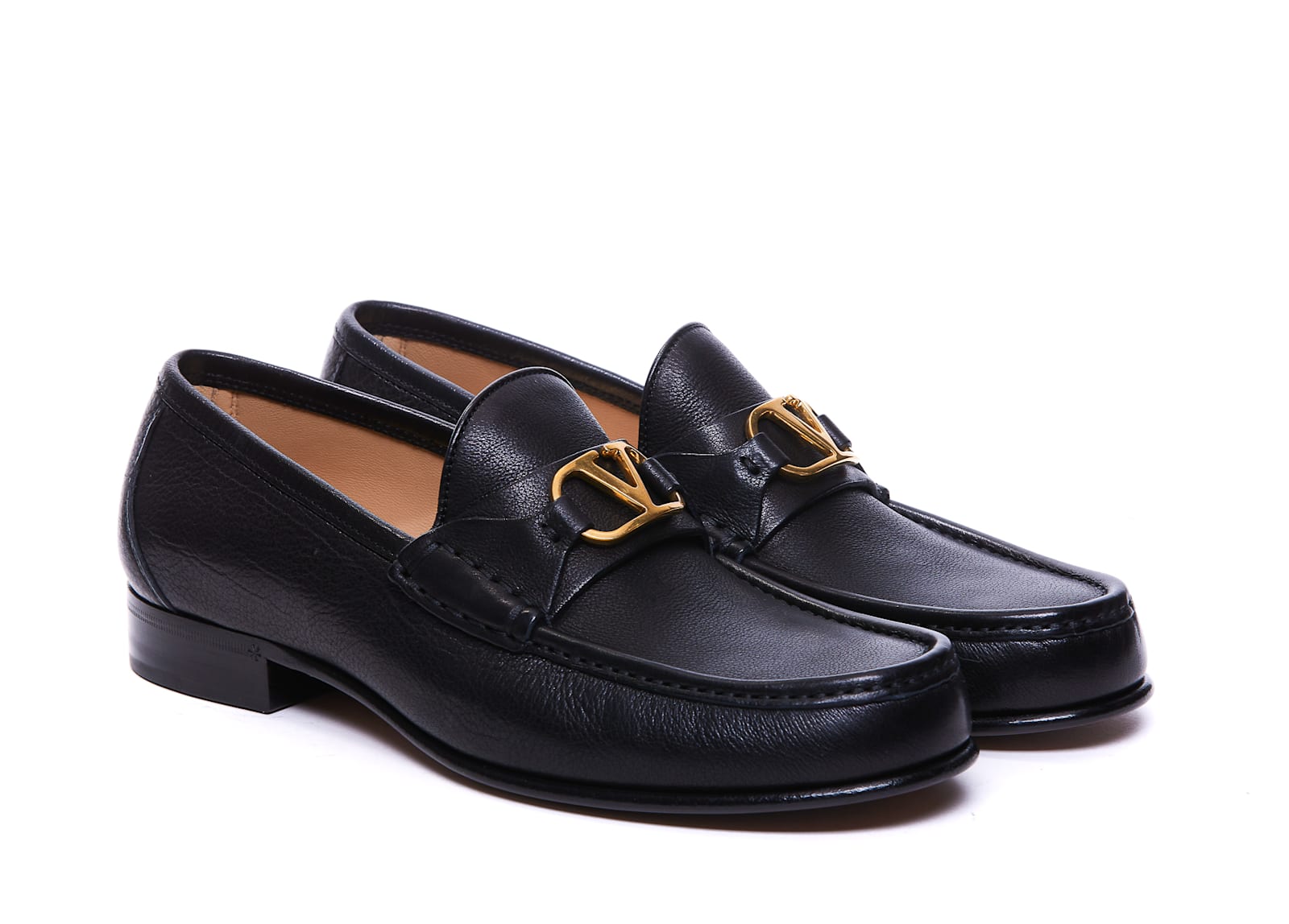 Valentino Garavani Vlogo Signature Loafer With Gold-tone Logo Detail In Black