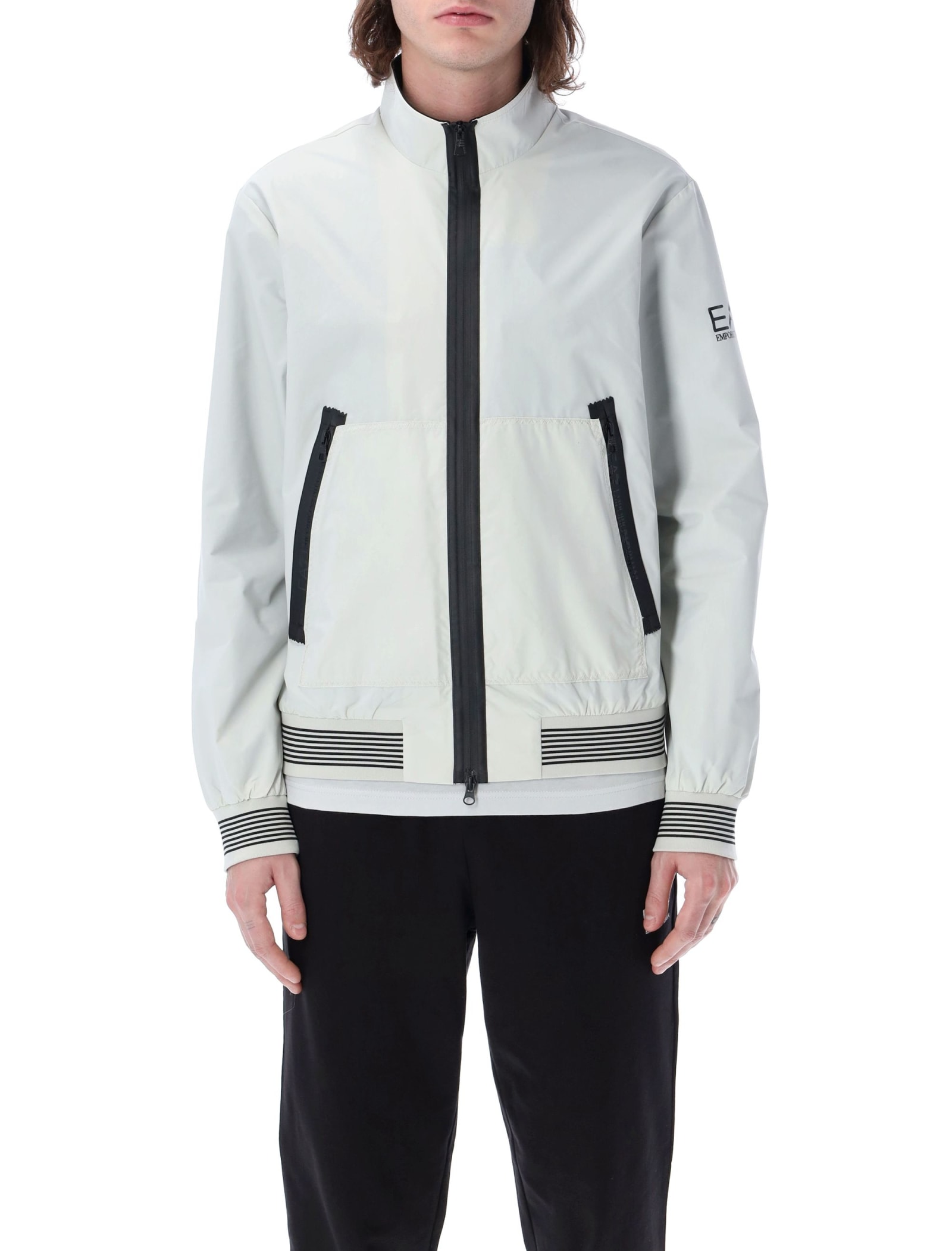 Ea7 Core Identity Bomber Jacket In Oyster Mushroom