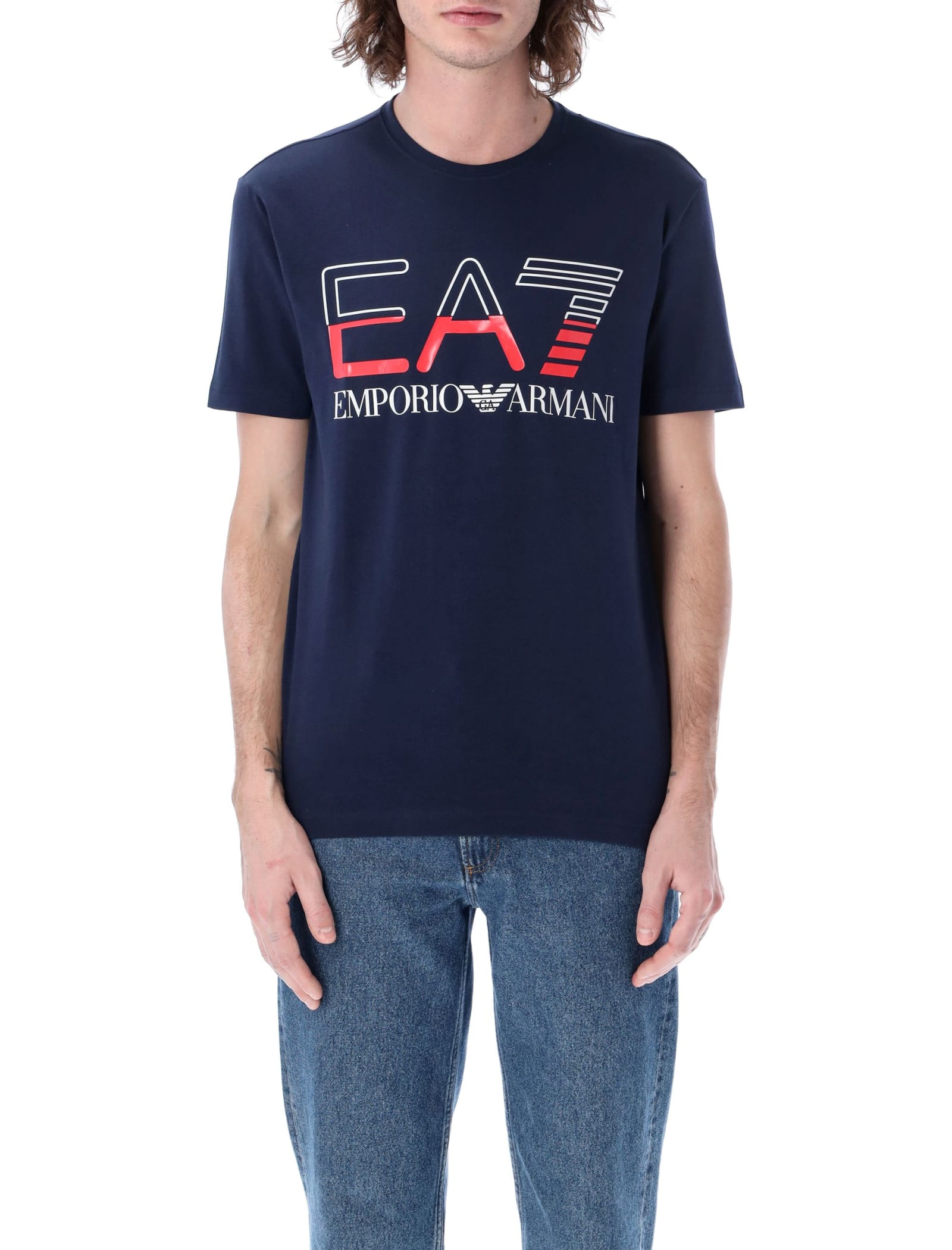 Ea7 Logo Series Stretch Cotton-jersey T-shirt In 1554