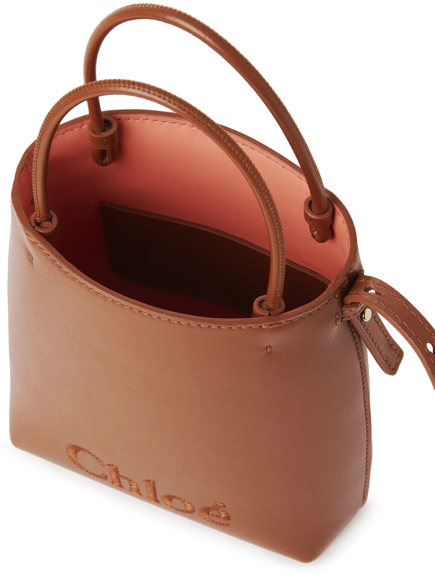 Shop Chloé Micro Sense Bucket Bag In Caramel