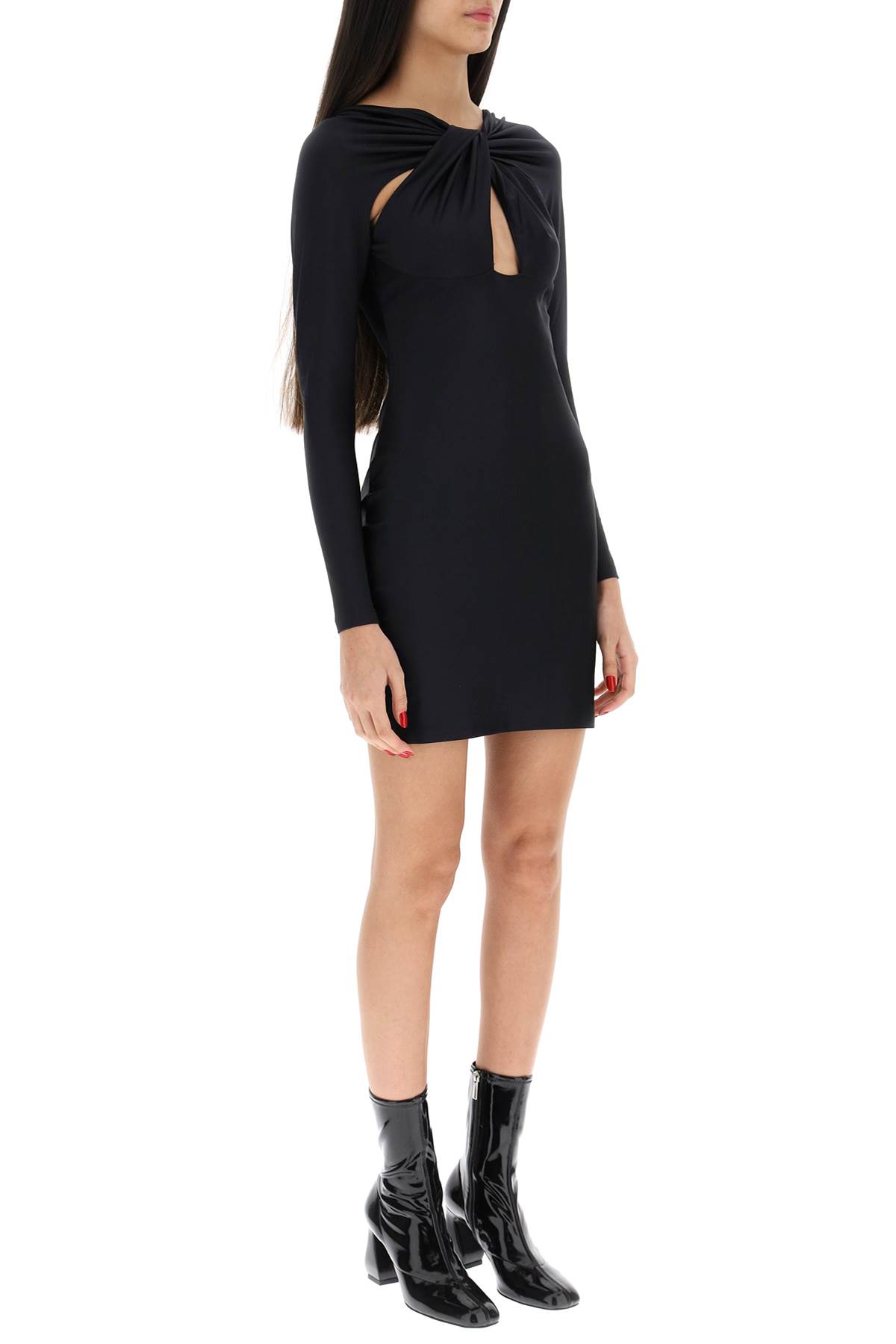 Shop Coperni Twisted Mini Dress With Cut Outs Dress In Black