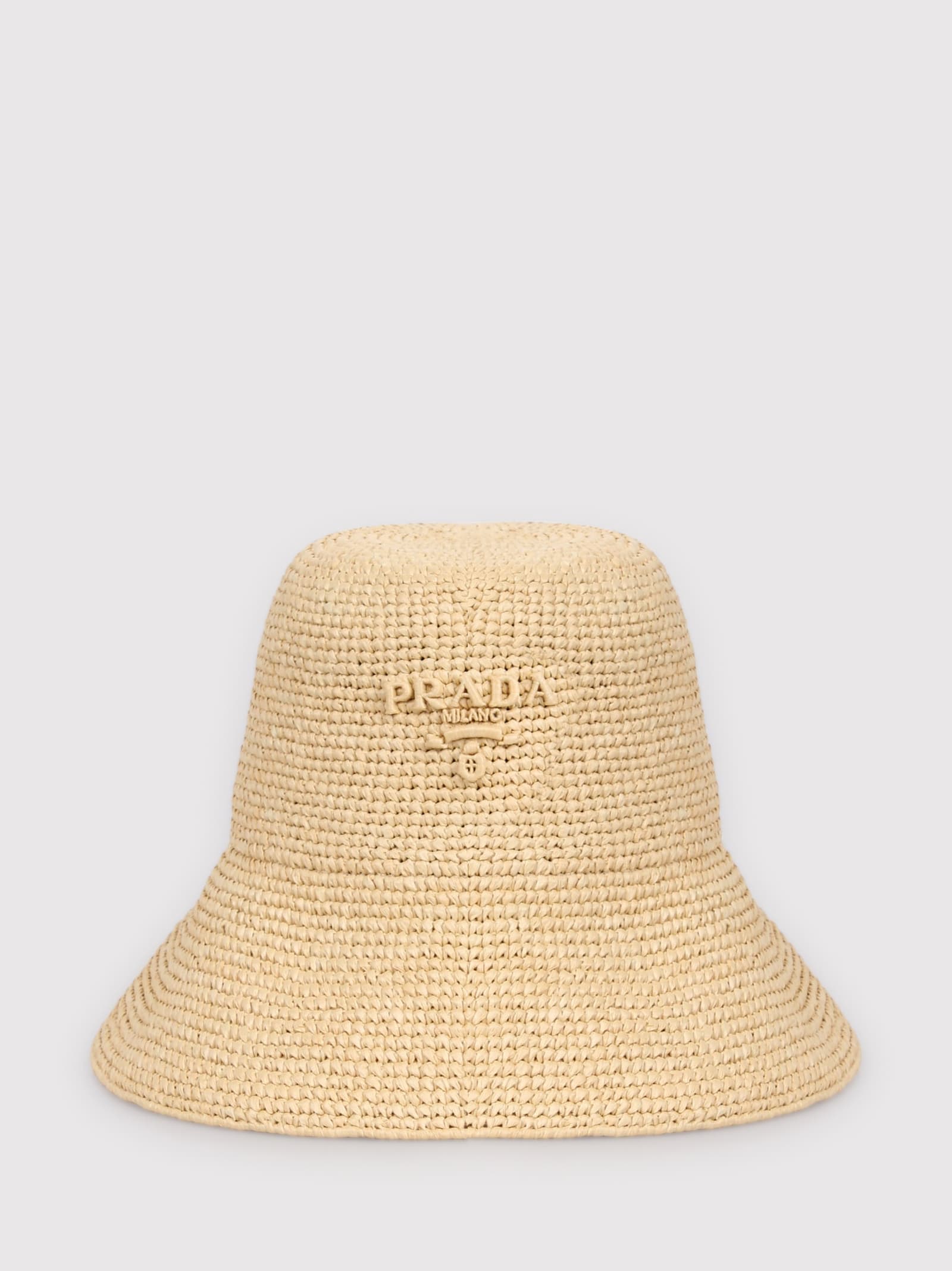 Prada Woven Fabric Hat In Neutral