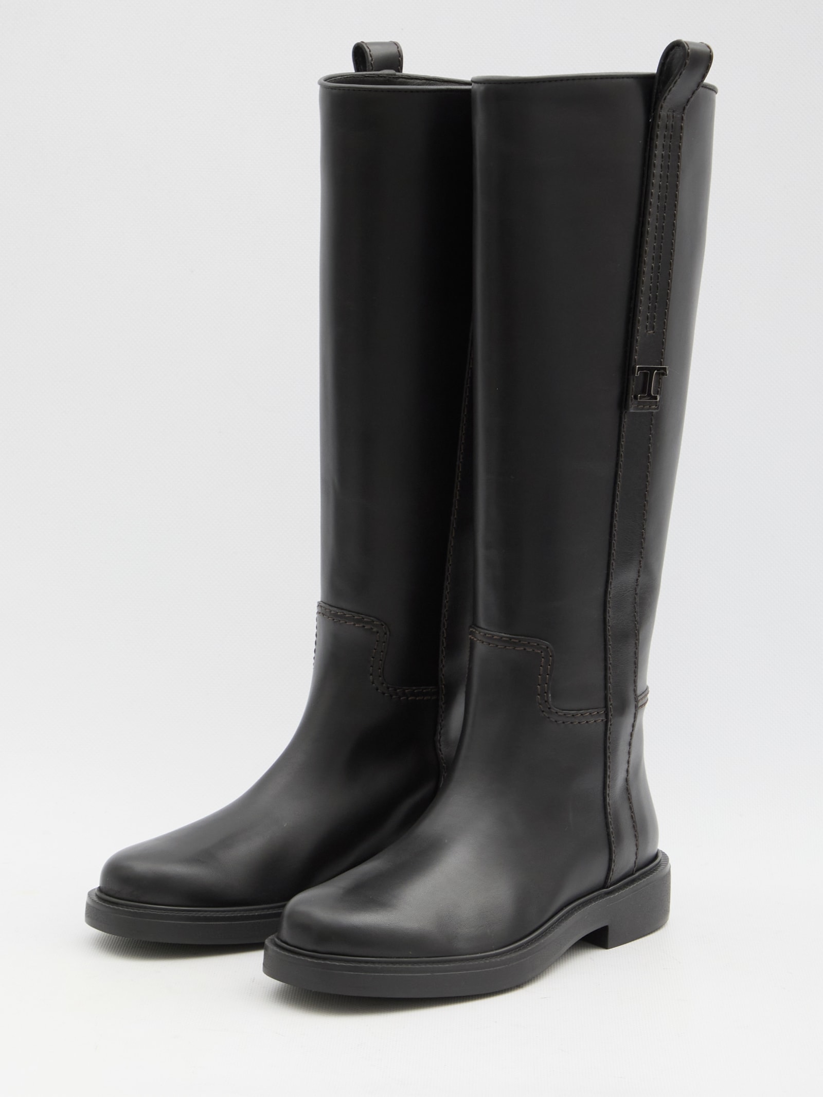 Shop Tod's Leather Boots In Black