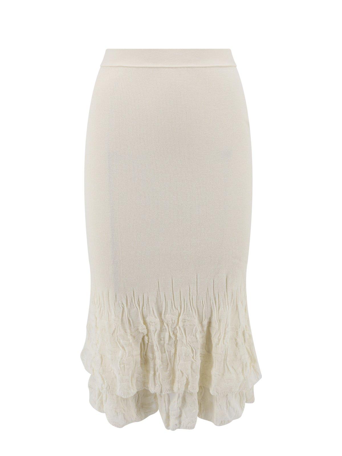 Shop Bottega Veneta Flower Midi Skirt In White